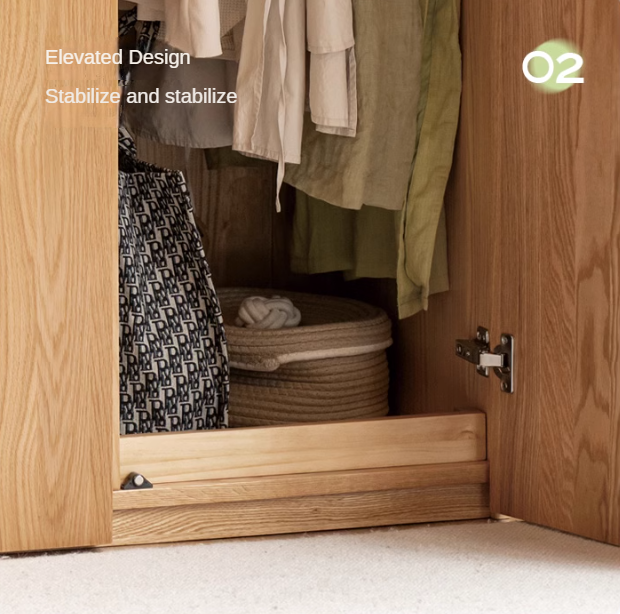 Solid Oak Wood Wardrobe - Premium Quality, Spacious Storage for Bedroom, Closet & Home Organization