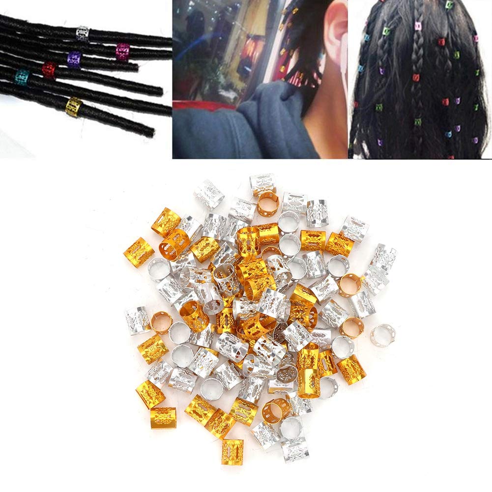 100Pcs Adjustable Hair Braiding Cuffs & Rings - Dreadlocks & Wig Accessories for Women, Girls - Perfect for Braids, Cornrows, Twists & Protective Styles - Hair Jewelry Clips for Parties, Weddings & Everyday Wear