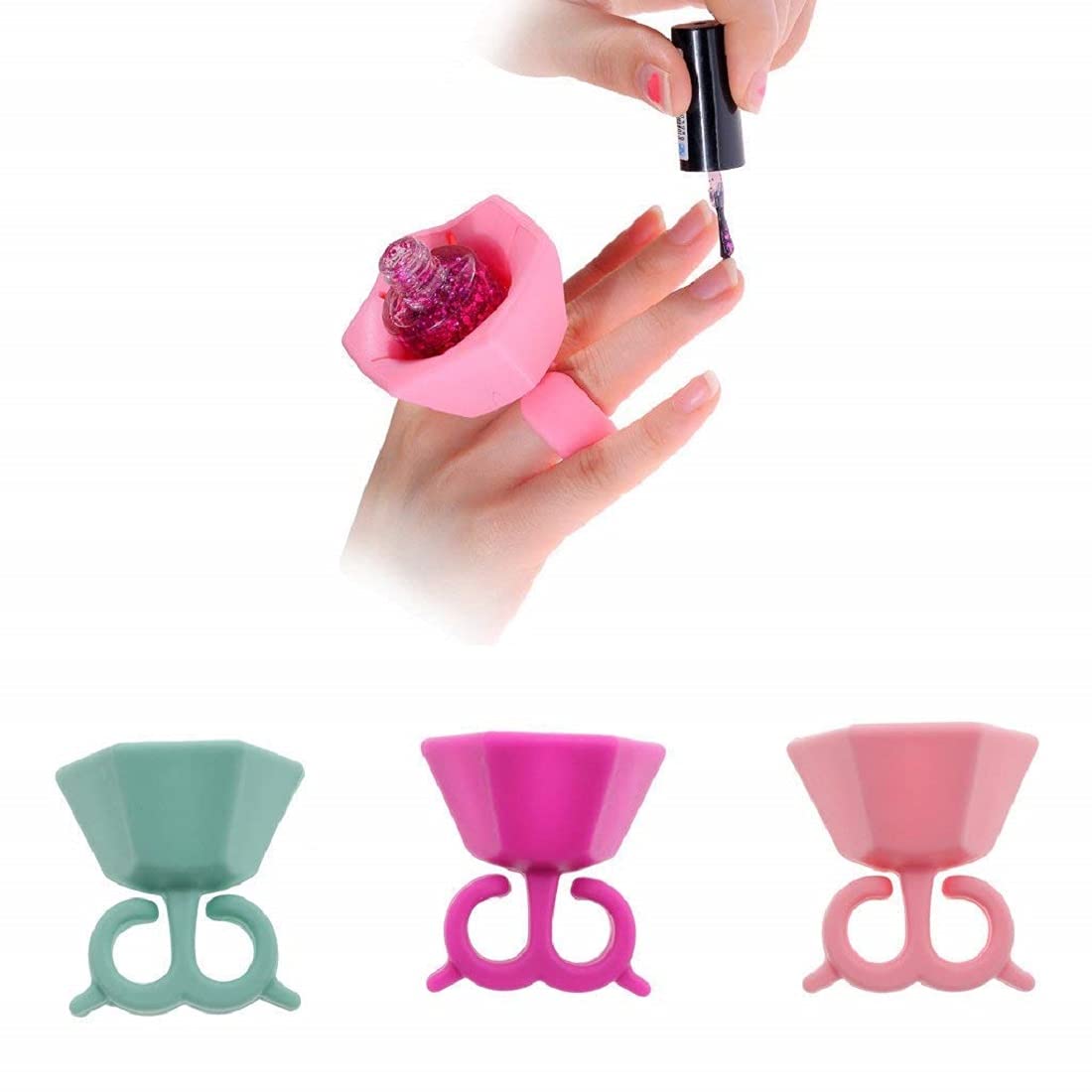 Professional Nail Polish Bottle Display Silicone Round Holder Stand - 2 Pack Multicolor for Salon, Home, and Travel Organization