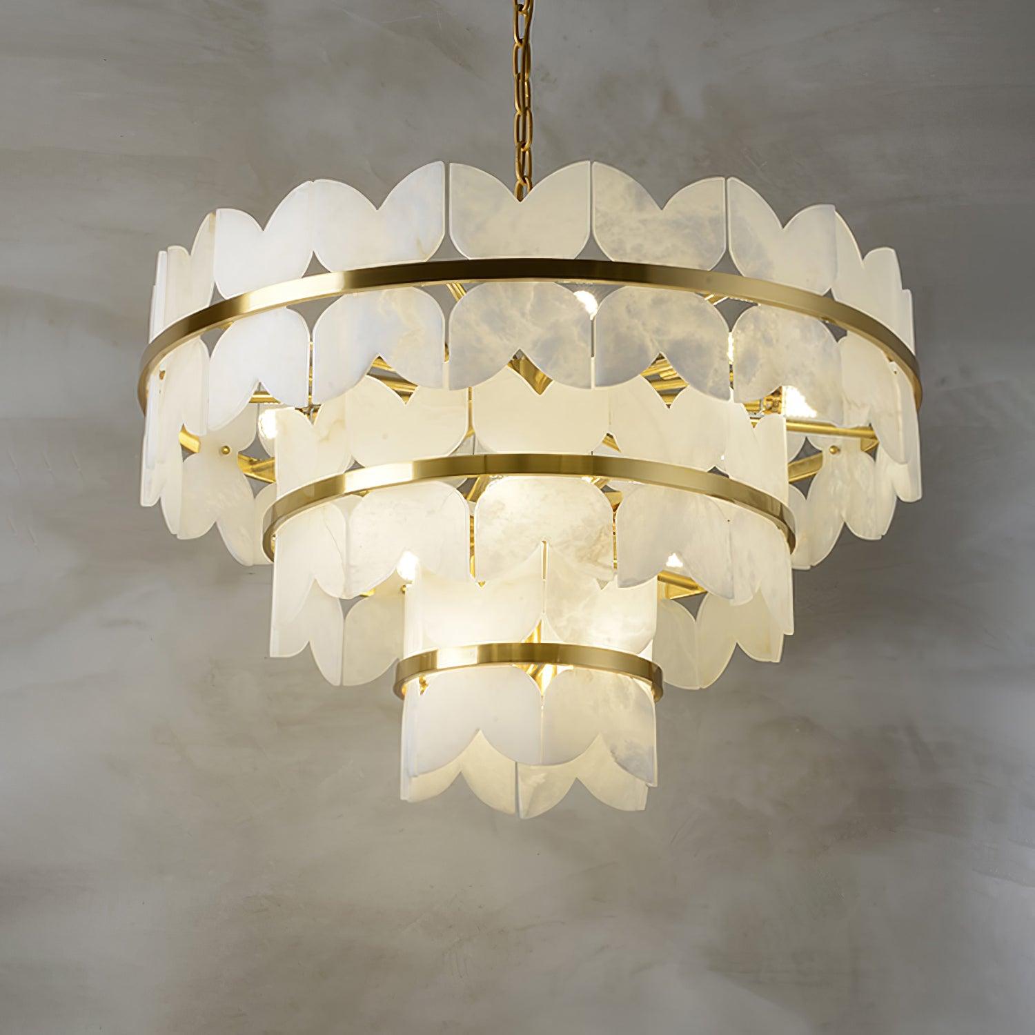 Alabaster Cloudscape Chandelier - Modern Crystal Ceiling Light Fixture for Dining Room, Living Room & Bedroom - Elegant Home Decor Lighting