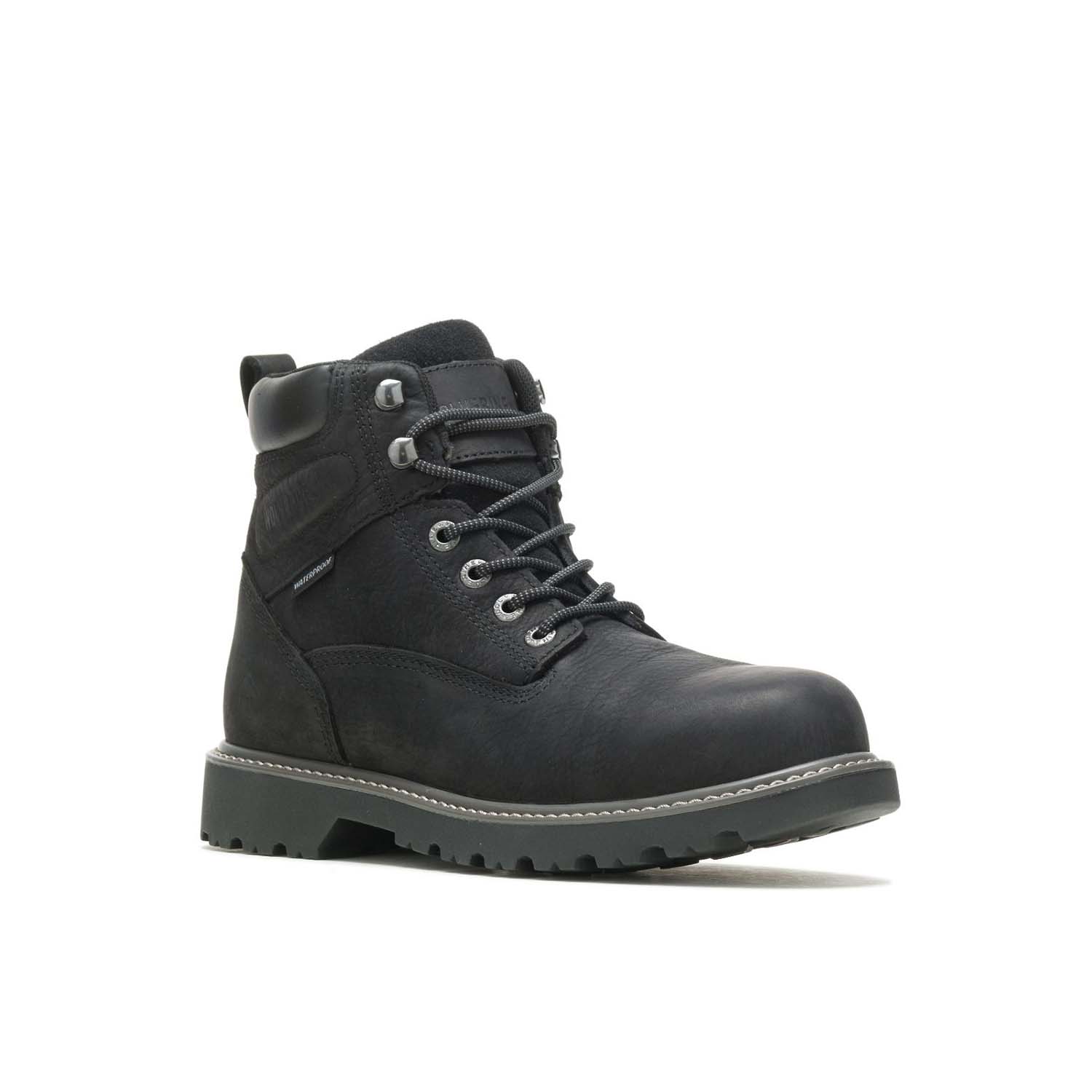 Waterproof Steel Toe Work Boots for Men - 6 Inch Safety Boots with Slip Resistant Sole - Ideal for Construction, Warehouse & Outdoor Work (Black)