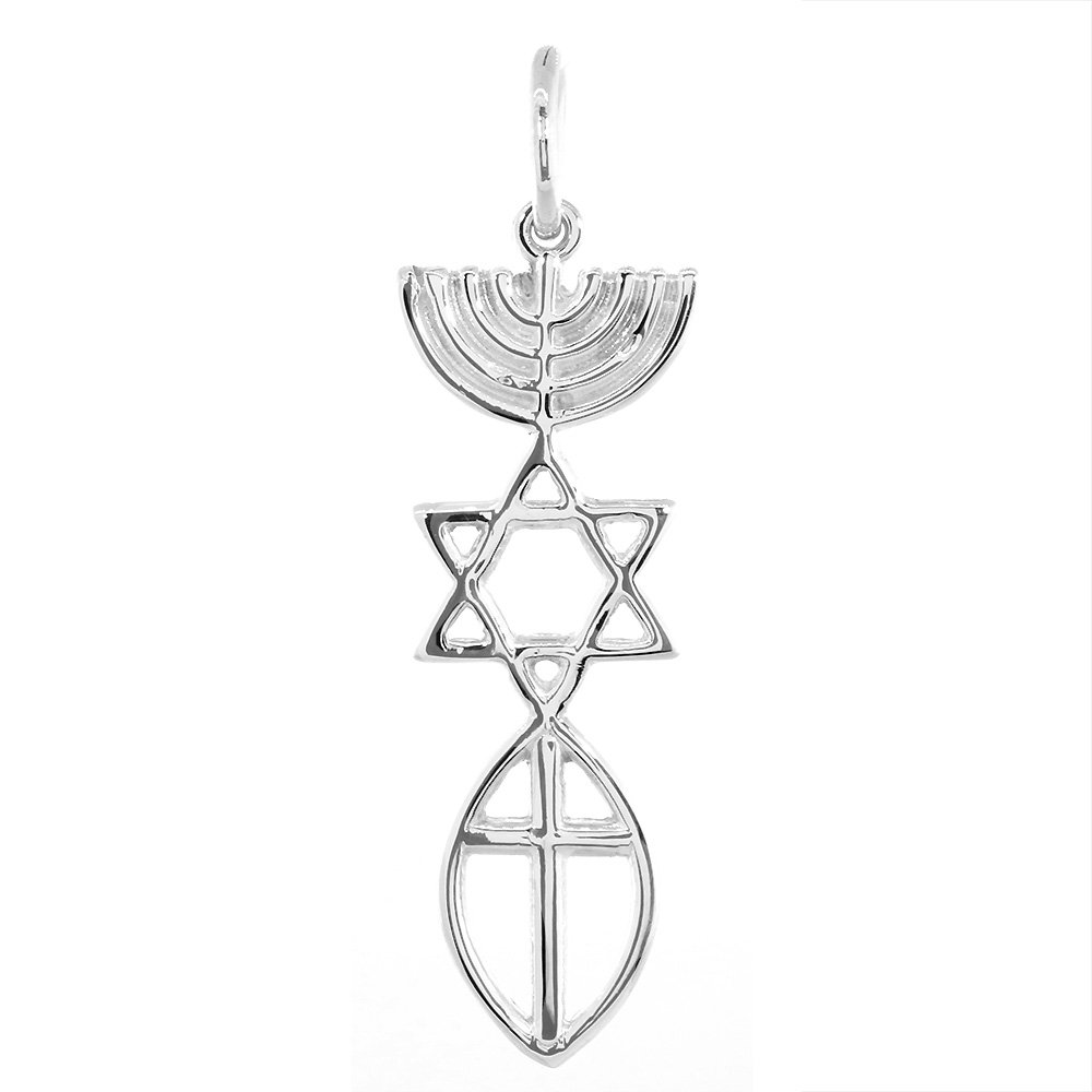 Large Messianic Seal Jewelry Charm with Cross - Sterling Silver Pendant for Men & Women - Perfect for Religious Gifts, Church Events & Daily Wear