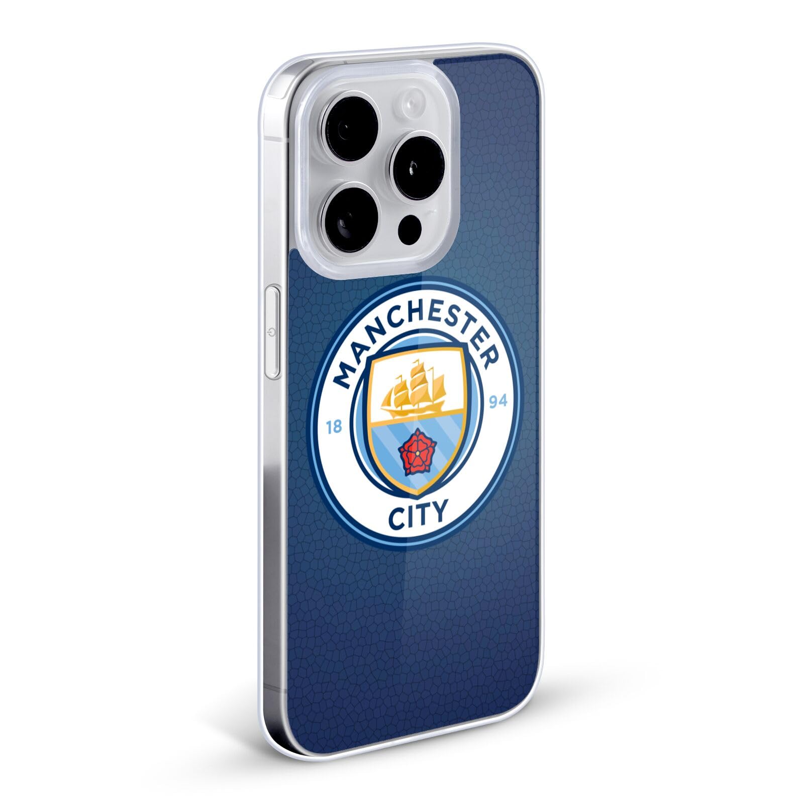 Officially Licensed Manchester City FC Obsidian Mosaic iPhone 12/12 Pro Case - Soft Gel Phone Cover with Full Color Badge Design | Perfect for Soccer Fans, Game Days & Team Spirit