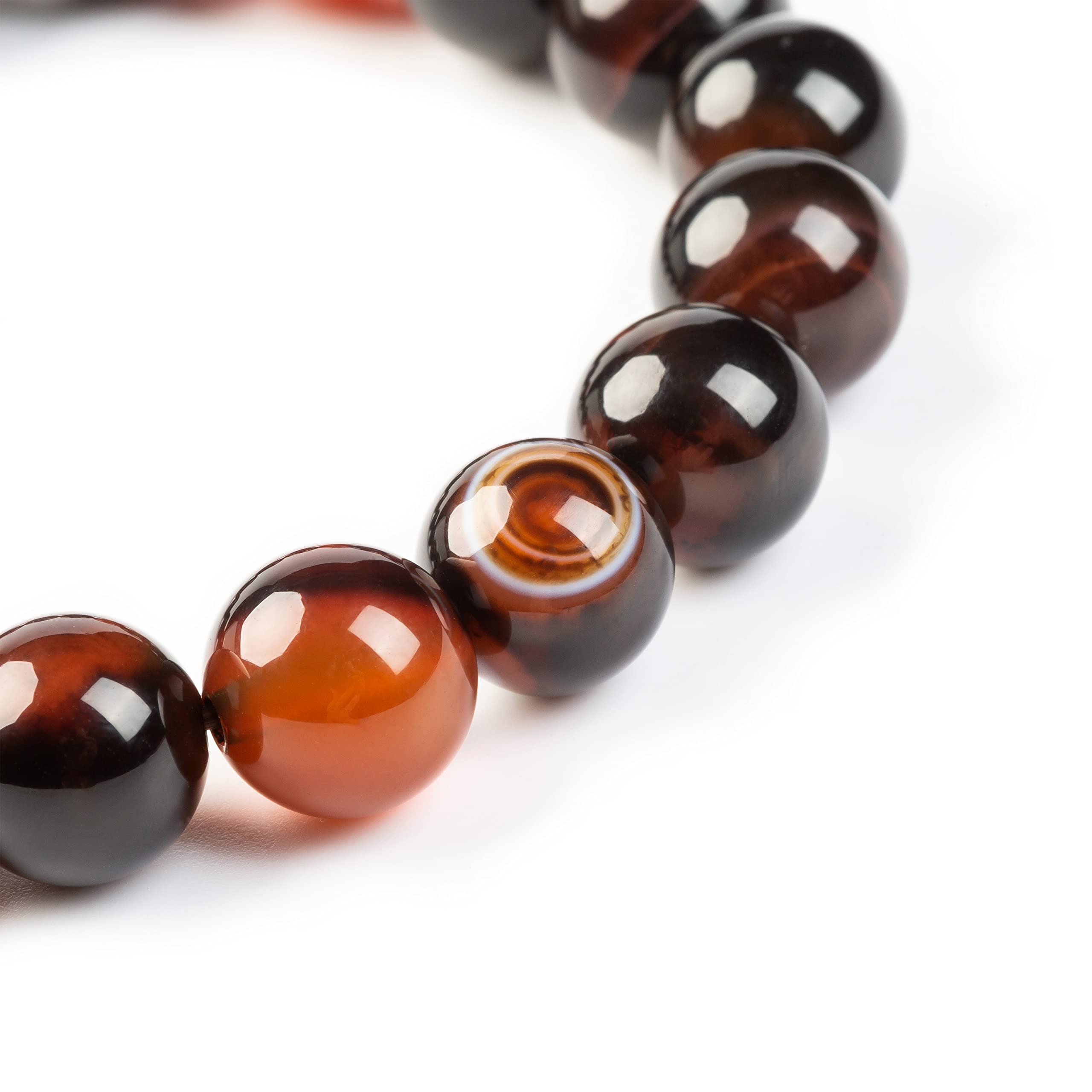 Natural Stretch Gemstone Crystal Bead Bracelet - Healing Tiger Eye Stone Beaded Bracelet for Women & Men | Unisex Spiritual Jewelry Gift for Meditation, Yoga & Positive Energy