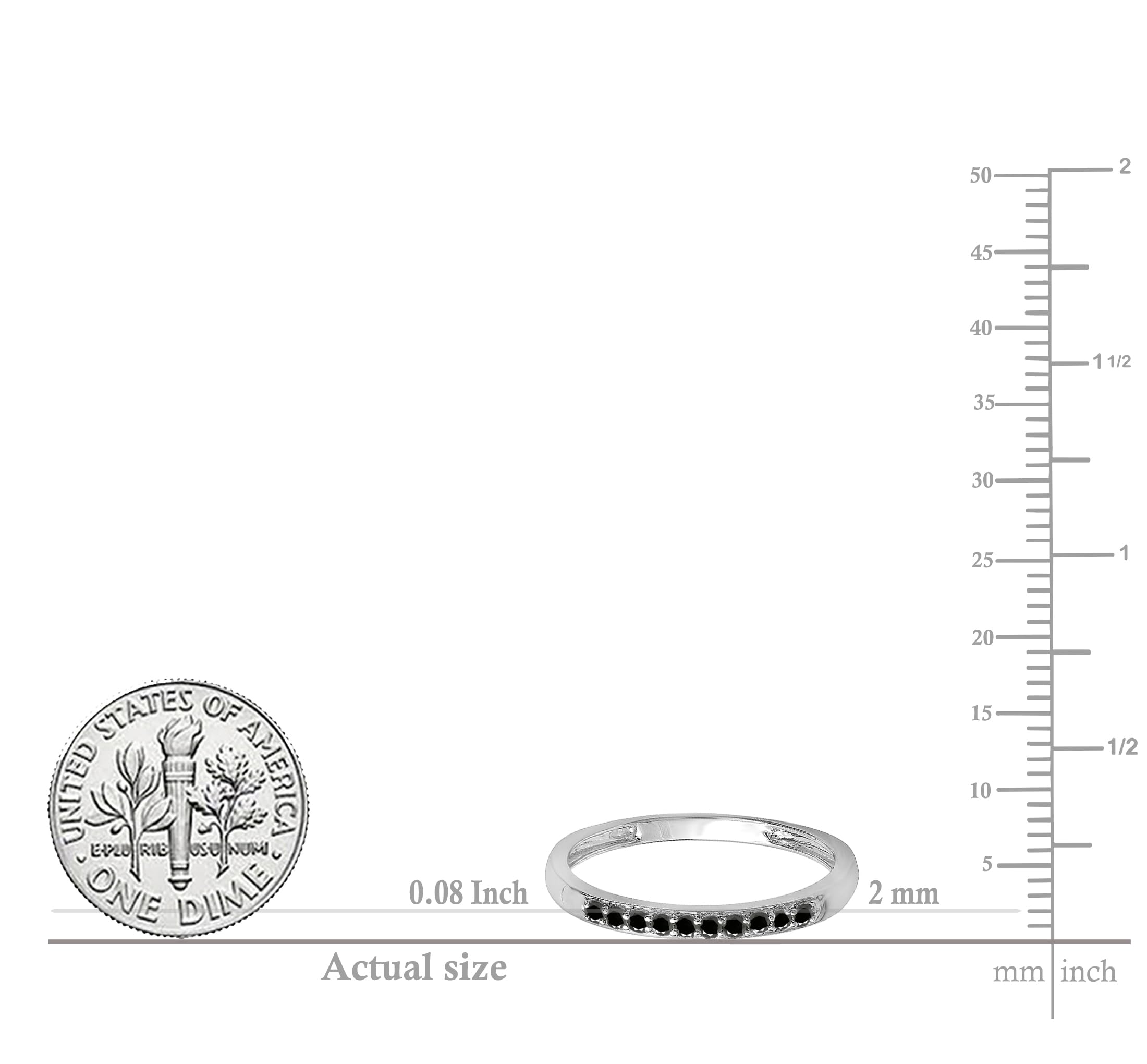0.15 Cttw Black Diamond Stackable Ring for Women - 18K Solid White Gold Minimalist Wedding Band, Anniversary Gift, Everyday Jewelry | Dazzlingrock Collection