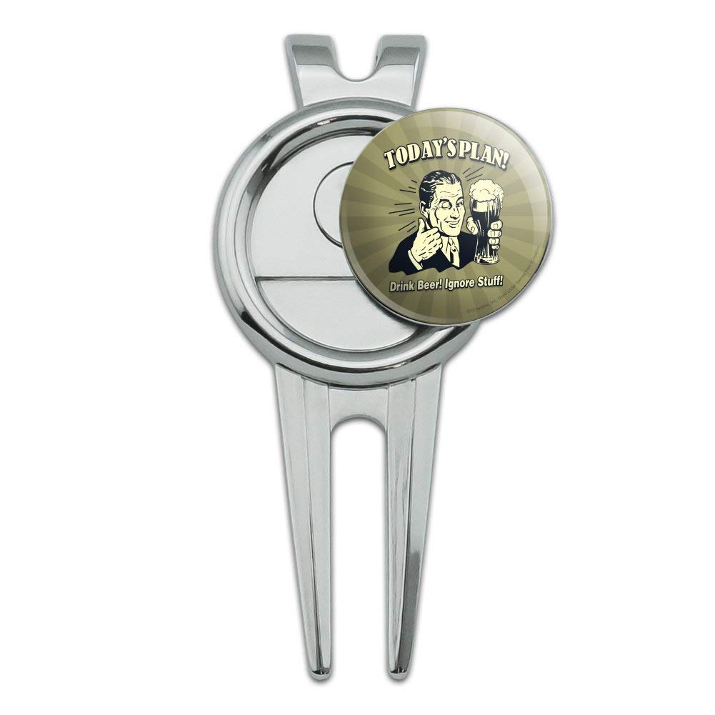 Funny Golf Divot Tool & Ball Marker - 'Drink Beer Ignore Stuff' Humorous Gift for Golfers - Perfect for Golf Tournaments, Gag Gifts & Golf Accessories