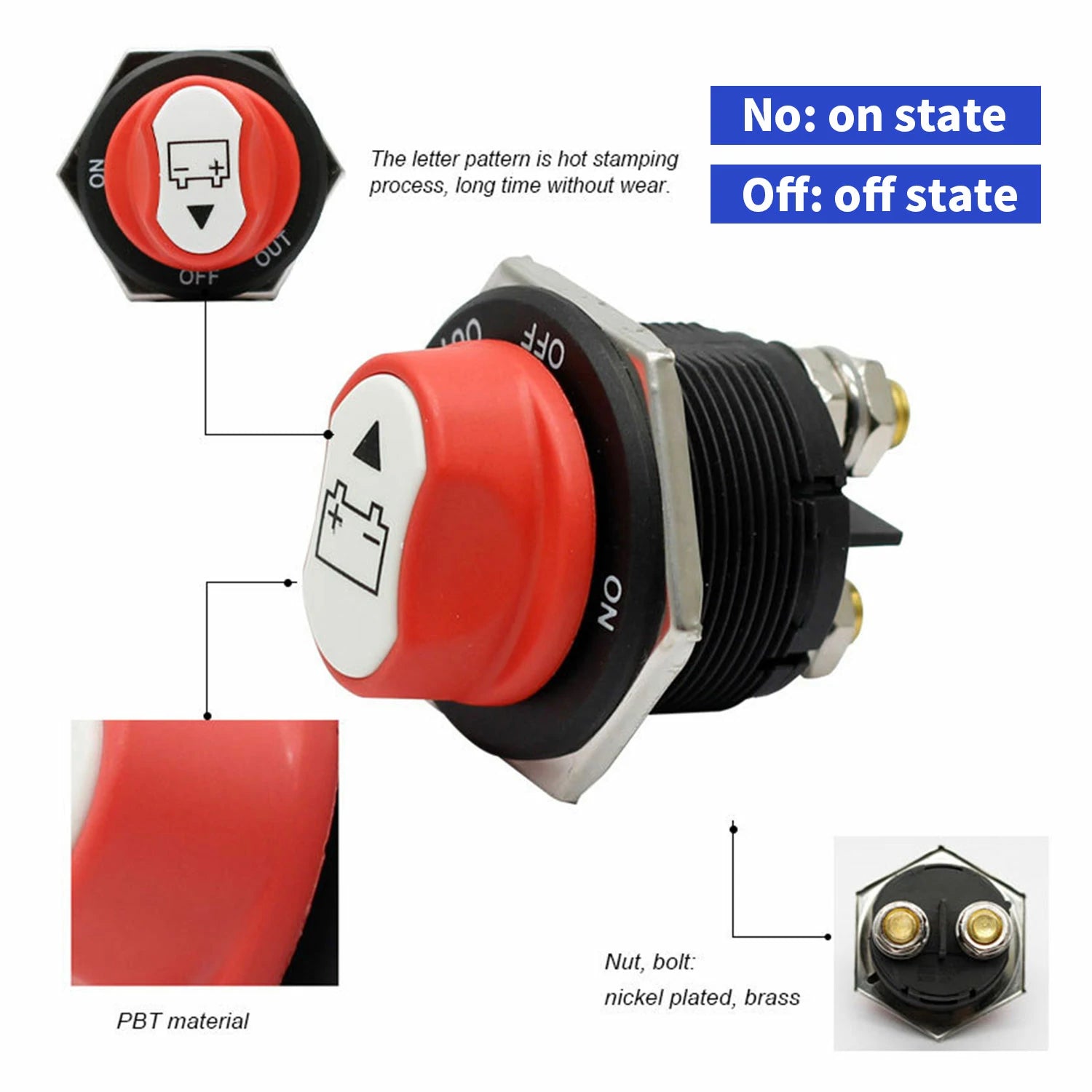 200A Battery Switch - Heavy Duty On/Off Power Disconnect for Marine, RV, and Automotive Use - Perfect for Boats, Campers, and Off-Grid Systems