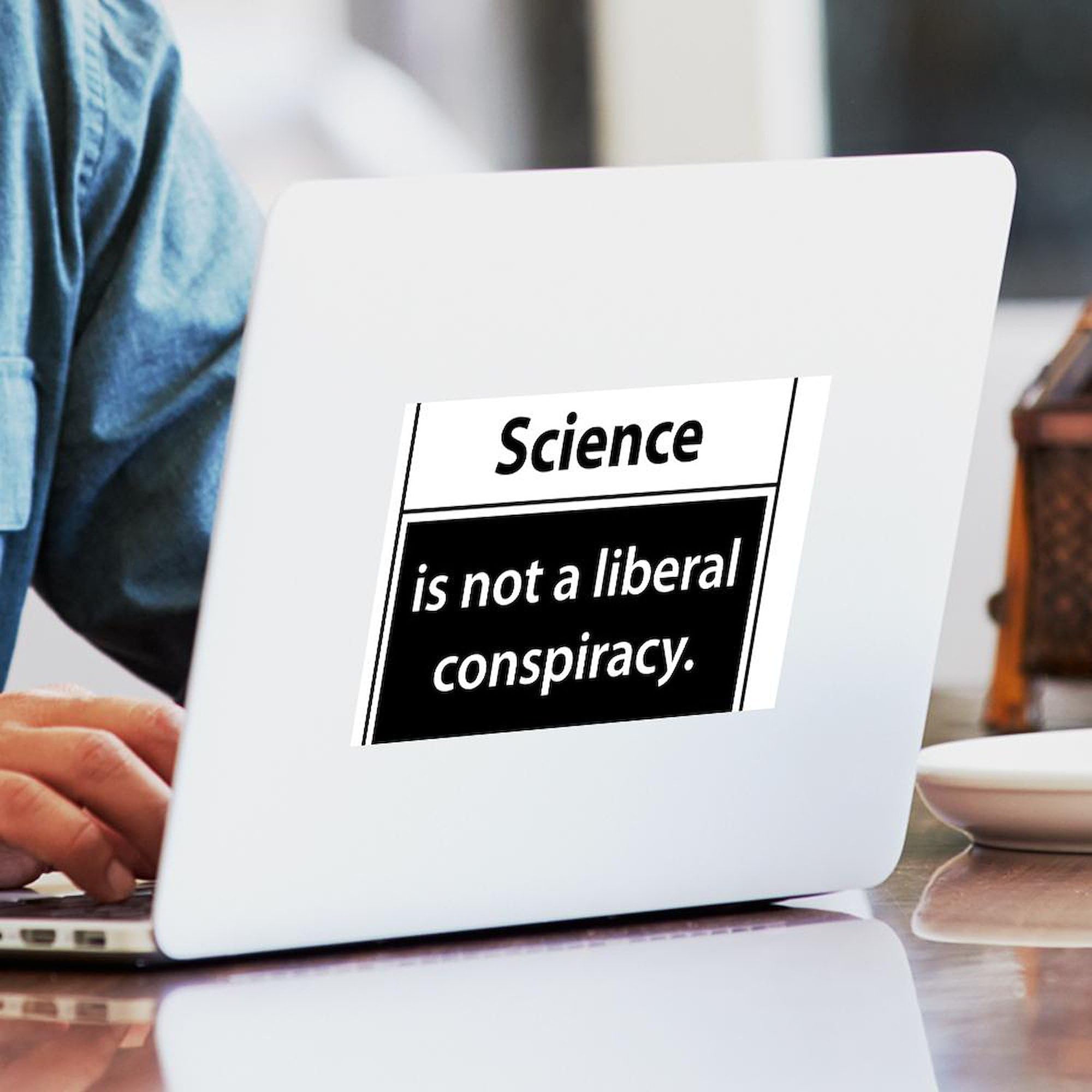 Science Is Not A Liberal Conspiracy Sticker - Rectangle Bumper Decal for Cars, Laptops & Water Bottles - Funny Political Stickers for Science Lovers & Educators
