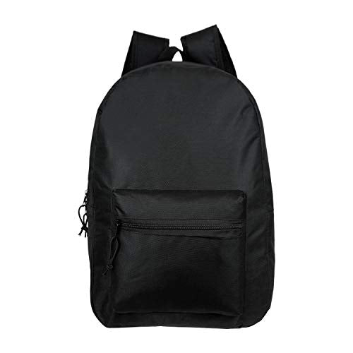 15 Classic Basic Backpacks in 6 Colors - Bulk Pack of 24 School Bags for Students, Travel & Everyday Use