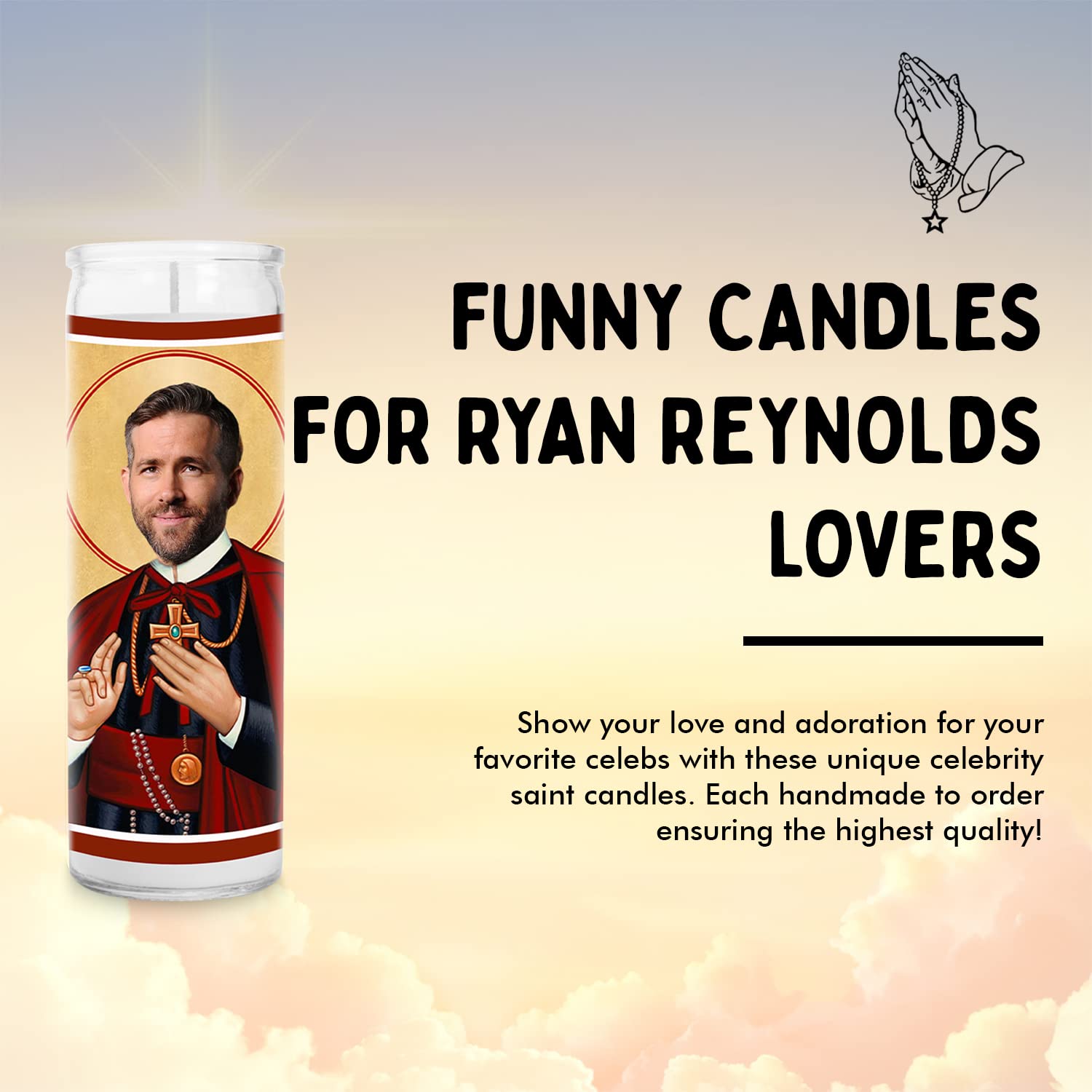 Ryan Celebrity Gift Candle - 8 Inch Saint Prayer Votive Candle in Glass - Handmade in USA - Perfect for Celebrity Gifts, Home Decor & Spiritual Rituals