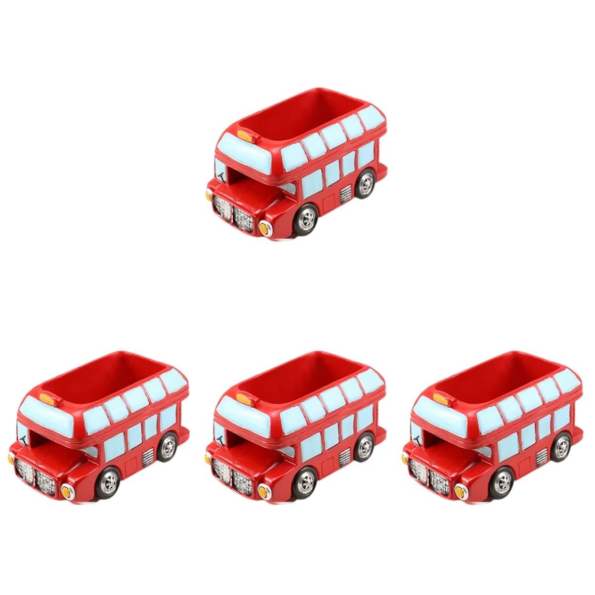 GANAZONO 4-Piece Retro Ceramic Succulent Planter Set - Vintage School Bus Flower Pots for Small Plants & Cacti - Perfect for Home Decor, Office Desk & Gift Giving