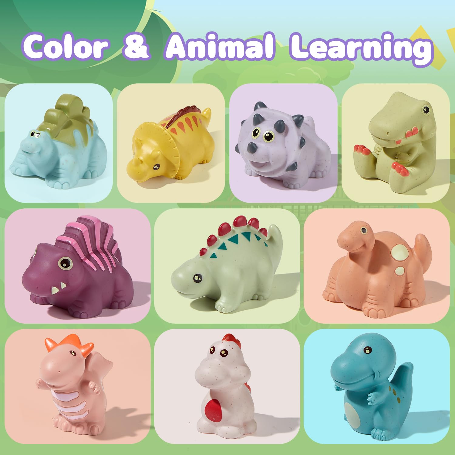 AMCHSURI 9-Pack Mold Free Baby Bath Toys for Toddlers 1-3 Years & Infants 6-18 Months - No Hole Dinosaur Bathtub Toys for Safe Splashing Fun - Perfect Bath Time Sensory Toys for Kids & Baby Shower Gifts