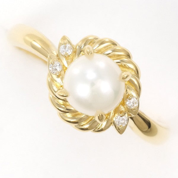 18K Yellow Gold Pearl Diamond Ring for Women - Elegant Bridal, Wedding, Anniversary & Engagement Jewelry Gift
