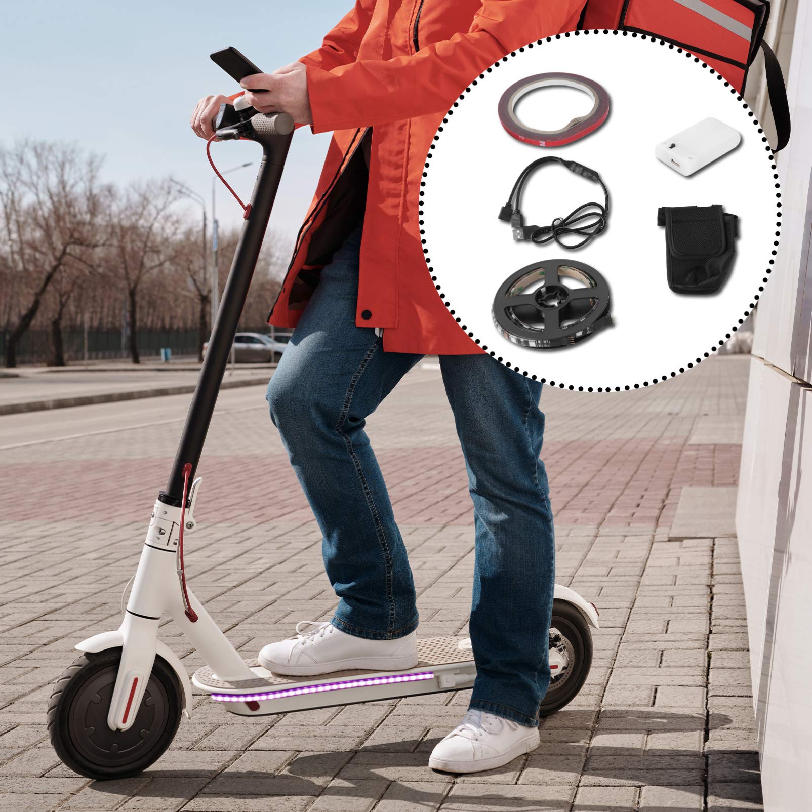 Electric Scooter LED Light Strip Kit - Waterproof Decorative Lighting Accessories for Scooter Customization & Night Riding Safety