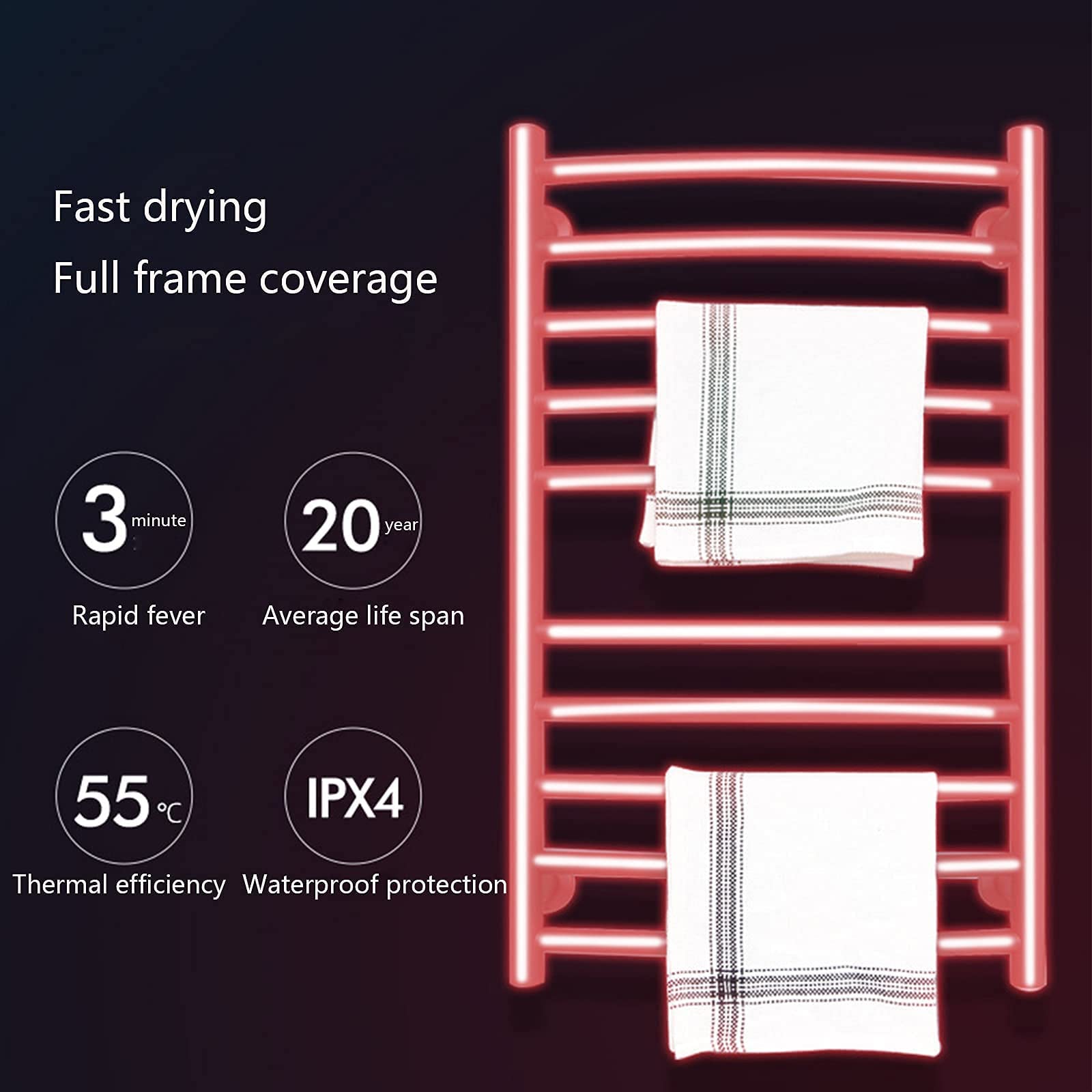 Electric Towel Warmer - Wall Mounted Heated Towel Rack with Built-in Timer | Stainless Steel Bathroom Drying Rack | Space Saving Design for Home & Spa Use | Perfect for Bathrooms, Saunas and Luxury Hotels