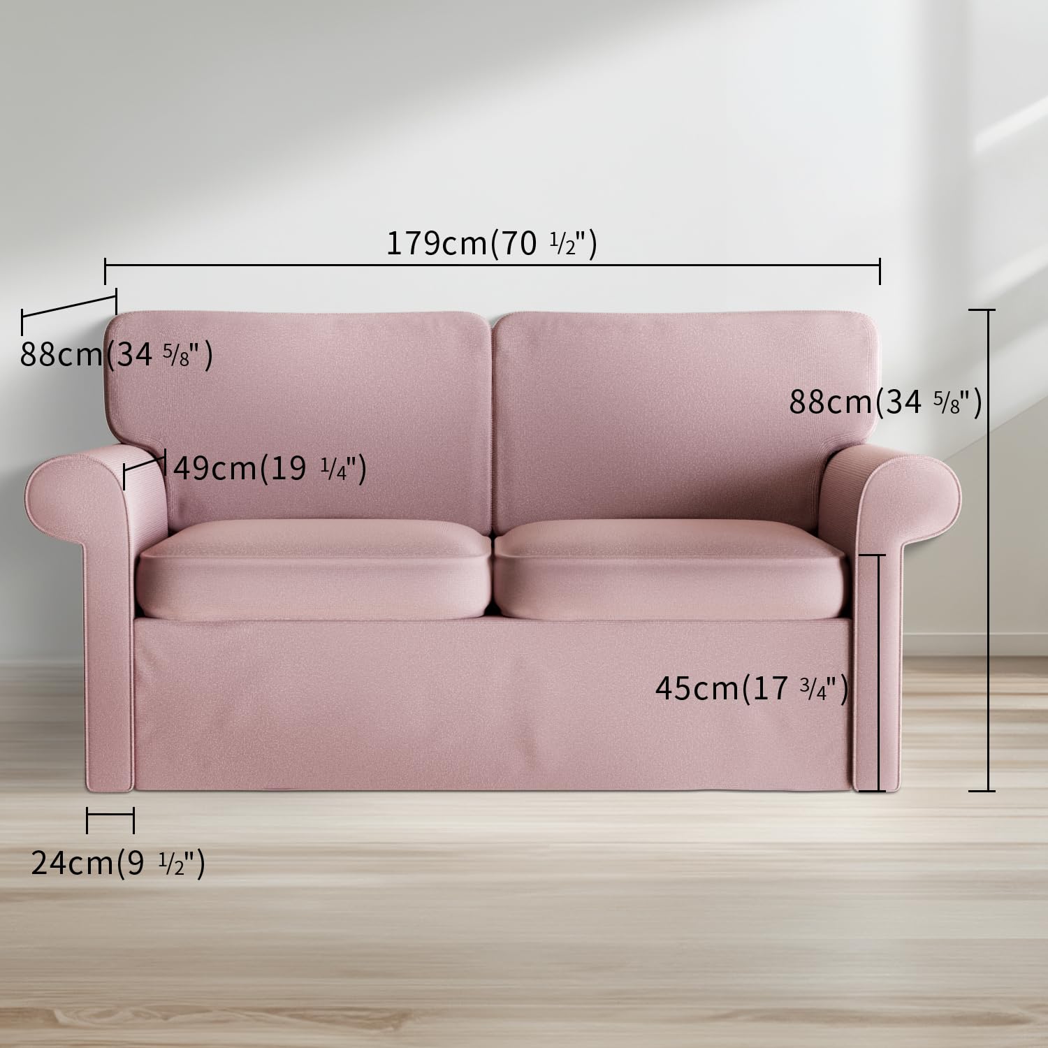 ShanSon Sofa Slipcover for IKEA Ektorp Loveseat - Stretchable 2-Seat Sofa Cover & Armchair Protector in Soft Pink - Perfect for Living Room, Bedroom, and Home Decor Refresh