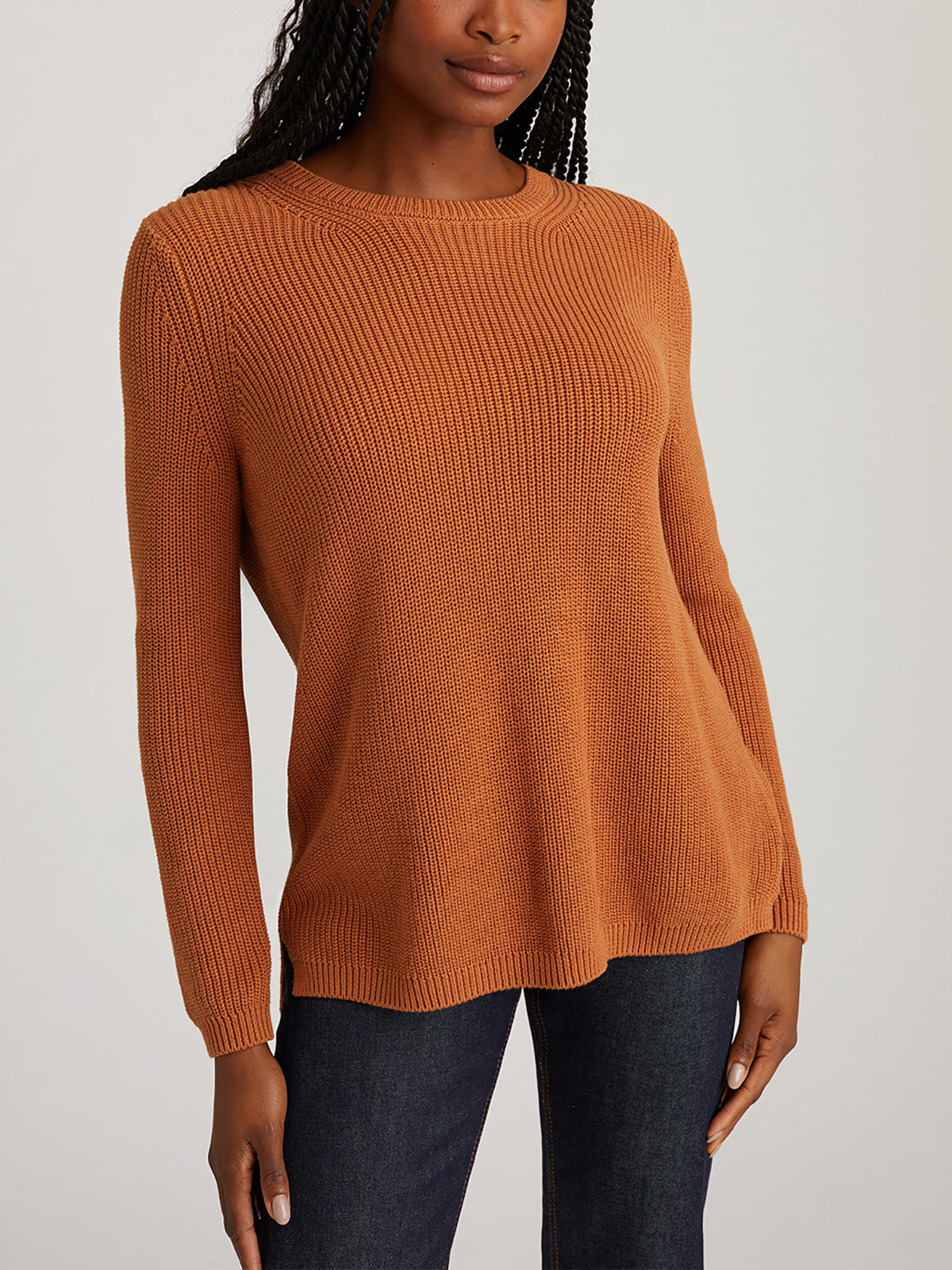 Emma Women's Crewneck Shaker Stitch Cotton Sweater - Soft Casual Pullover for Fall & Winter | Perfect for Office, Date Night and Weekend Outings