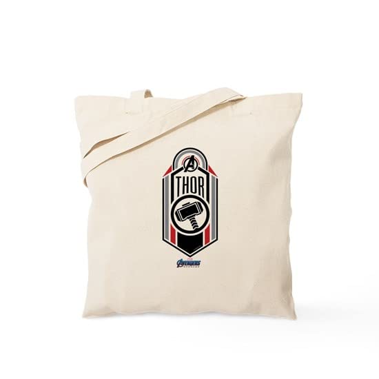 Thor Logo Tote Bag - Natural Canvas Reusable Shopping Bag with Marvel Superhero Design | Perfect for Groceries, Beach Trips & Comic Conventions