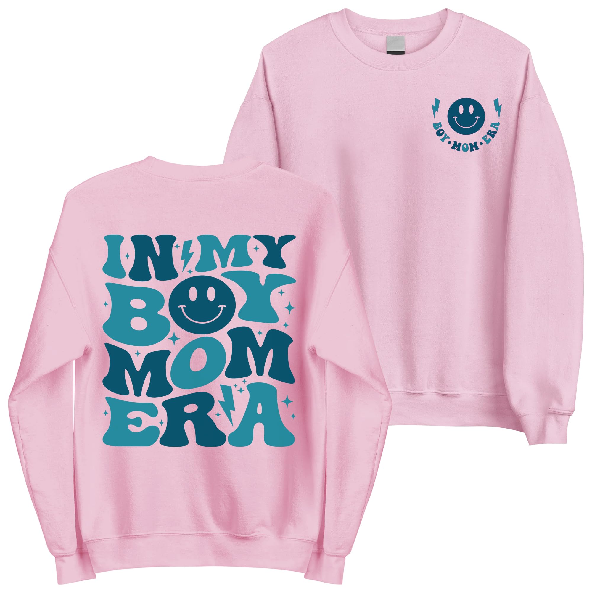 Groovy Boy Mom Era Graphic Sweatshirt - 2-Side Print Crewneck for Moms - Perfect for Casual Wear, Playdates & Family Outings
