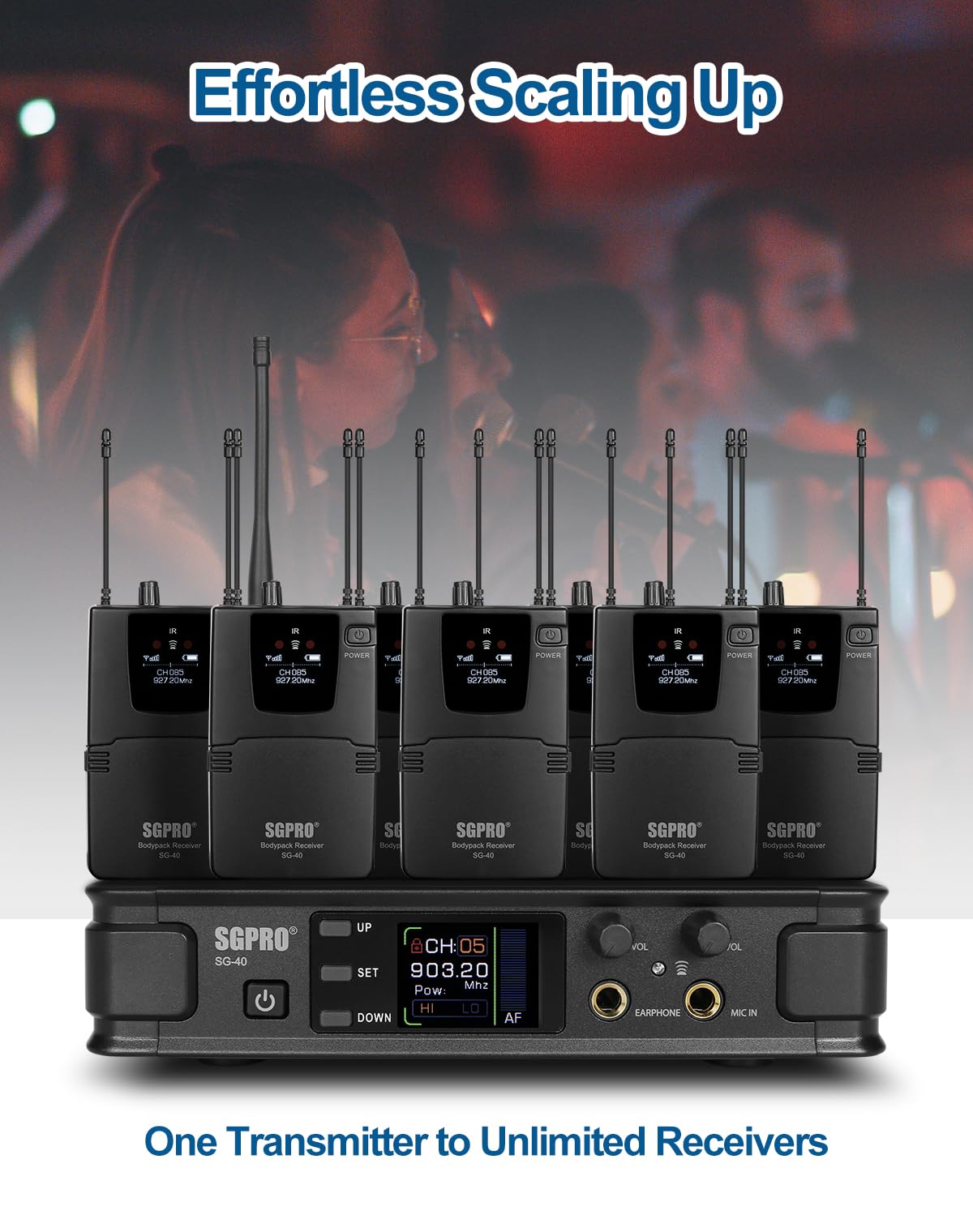 Professional Wireless In-Ear Monitor System - Mono IEM with Metal Transmitter & Bodypack Receiver, 85 Adjustable Frequencies, 262ft Range for Live Bands, Studio Recording & Stage Performances | Perfect for Musicians, DJs & Event Performers