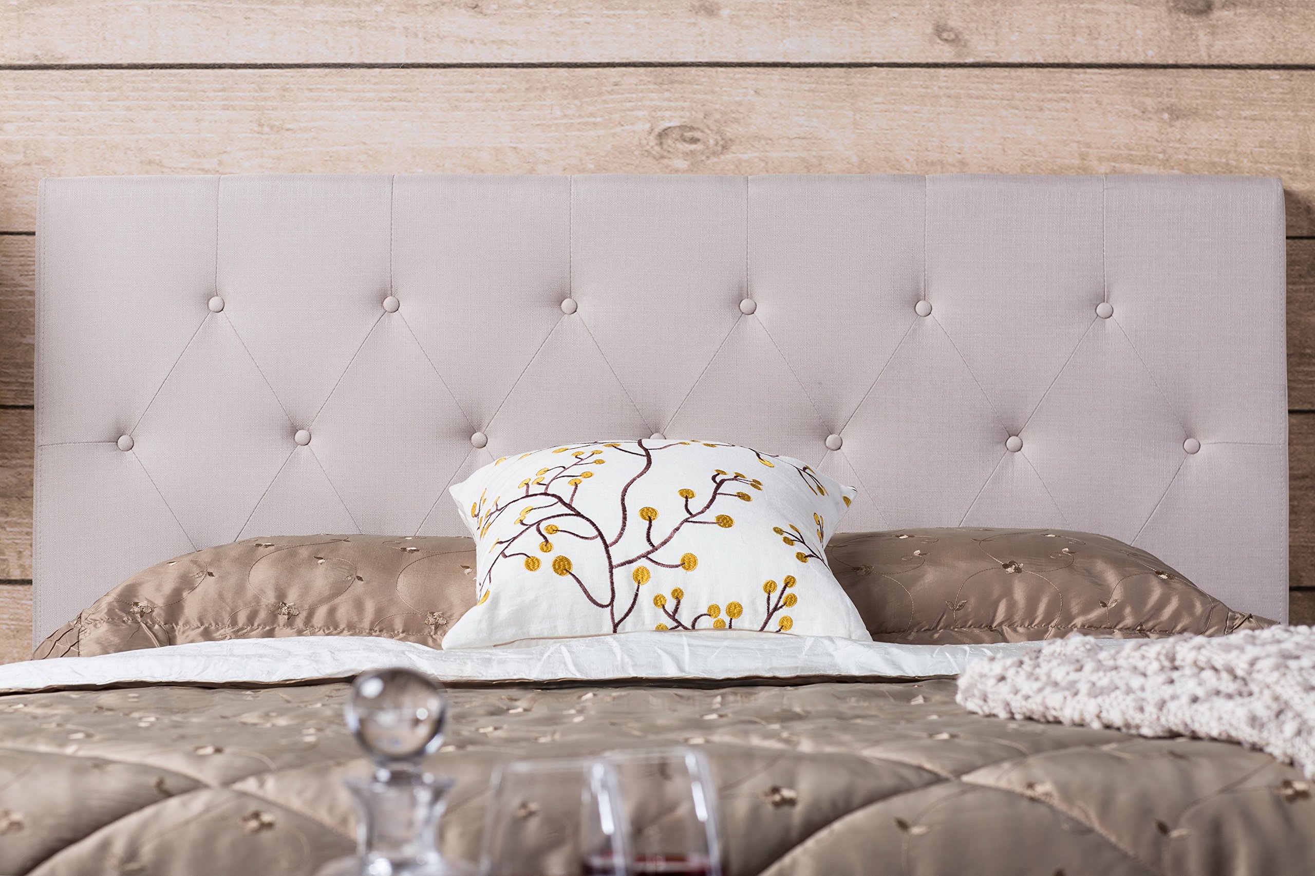 Furniture of America Gardenia Button Tufted Fabric Headboard - Full/Queen Size, Ivory Upholstered Bed Frame Headboard for Master Bedroom & Guest Room Decor