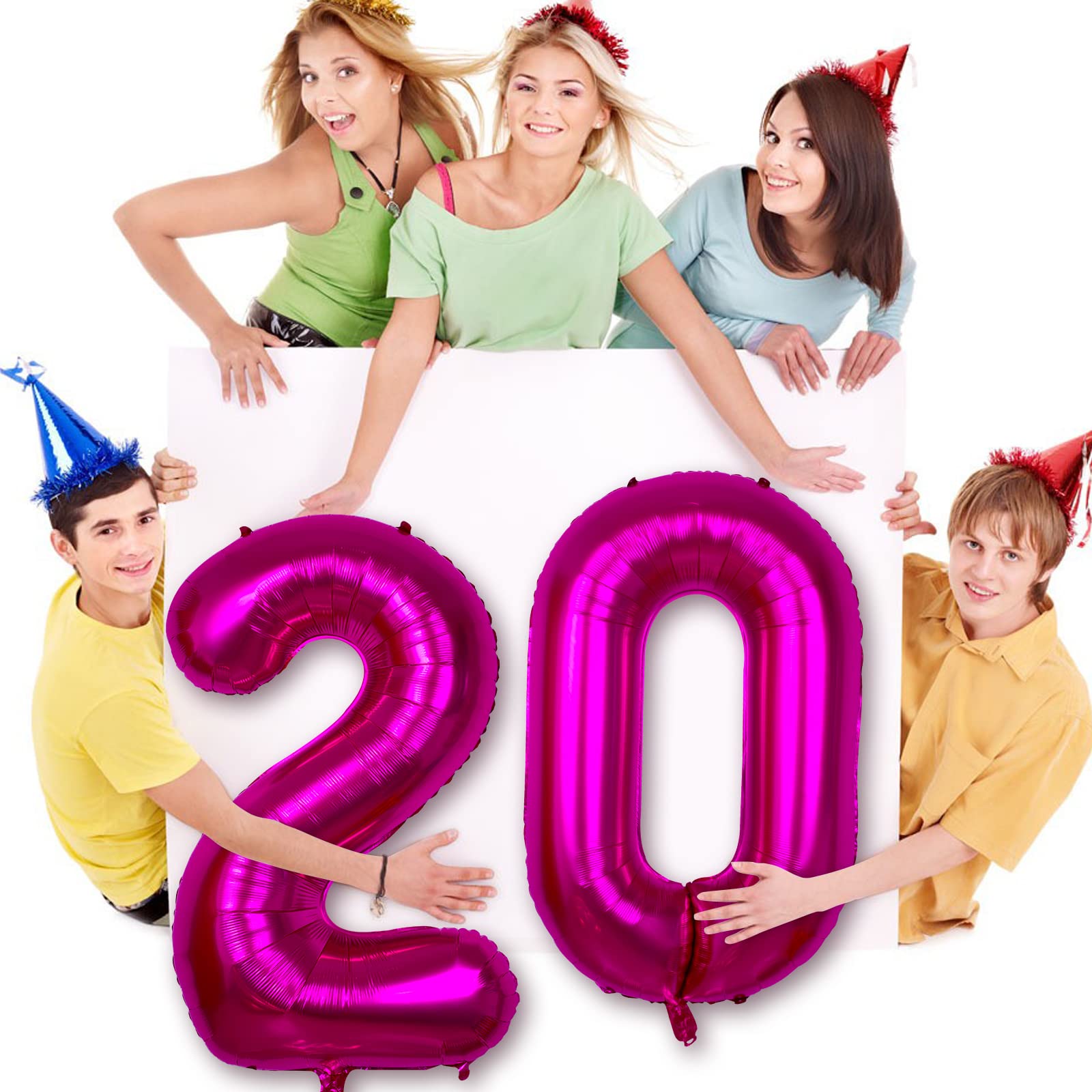 40 Inch Hot Pink Jumbo Number 20 Balloons - Set of 20 Giant Foil Mylar Balloons for 20th Birthday Party Decorations, Ocean Mermaid Theme, Girls & Boys Birthday, Romantic Decor - Perfect for Birthday Parties, Baby Showers, Anniversaries & Special Celebrations