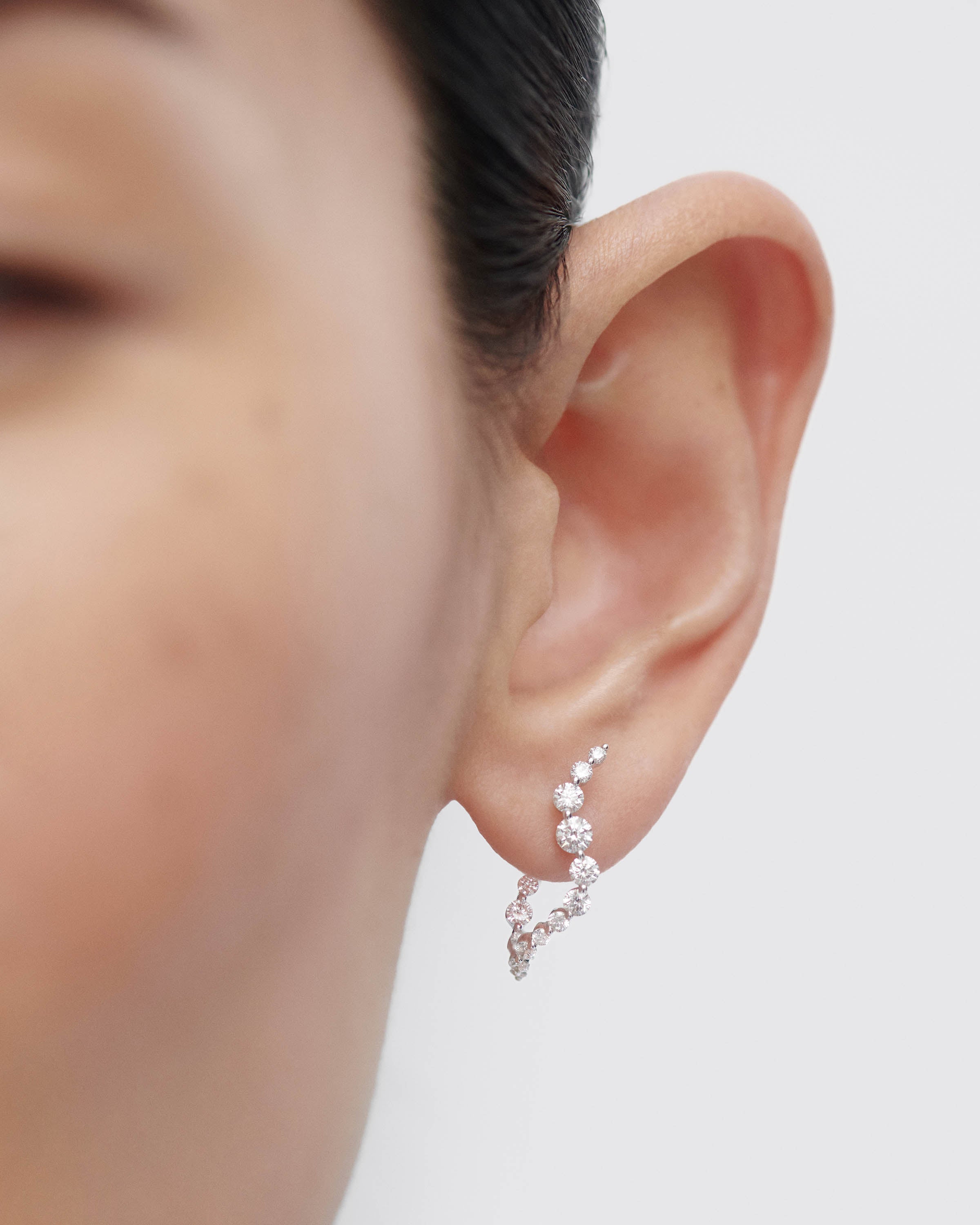 14K White Gold Mini Venus Hoop Earrings with Diamonds - Elegant & Dainty Jewelry for Women, Perfect for Everyday Wear, Parties & Special Occasions