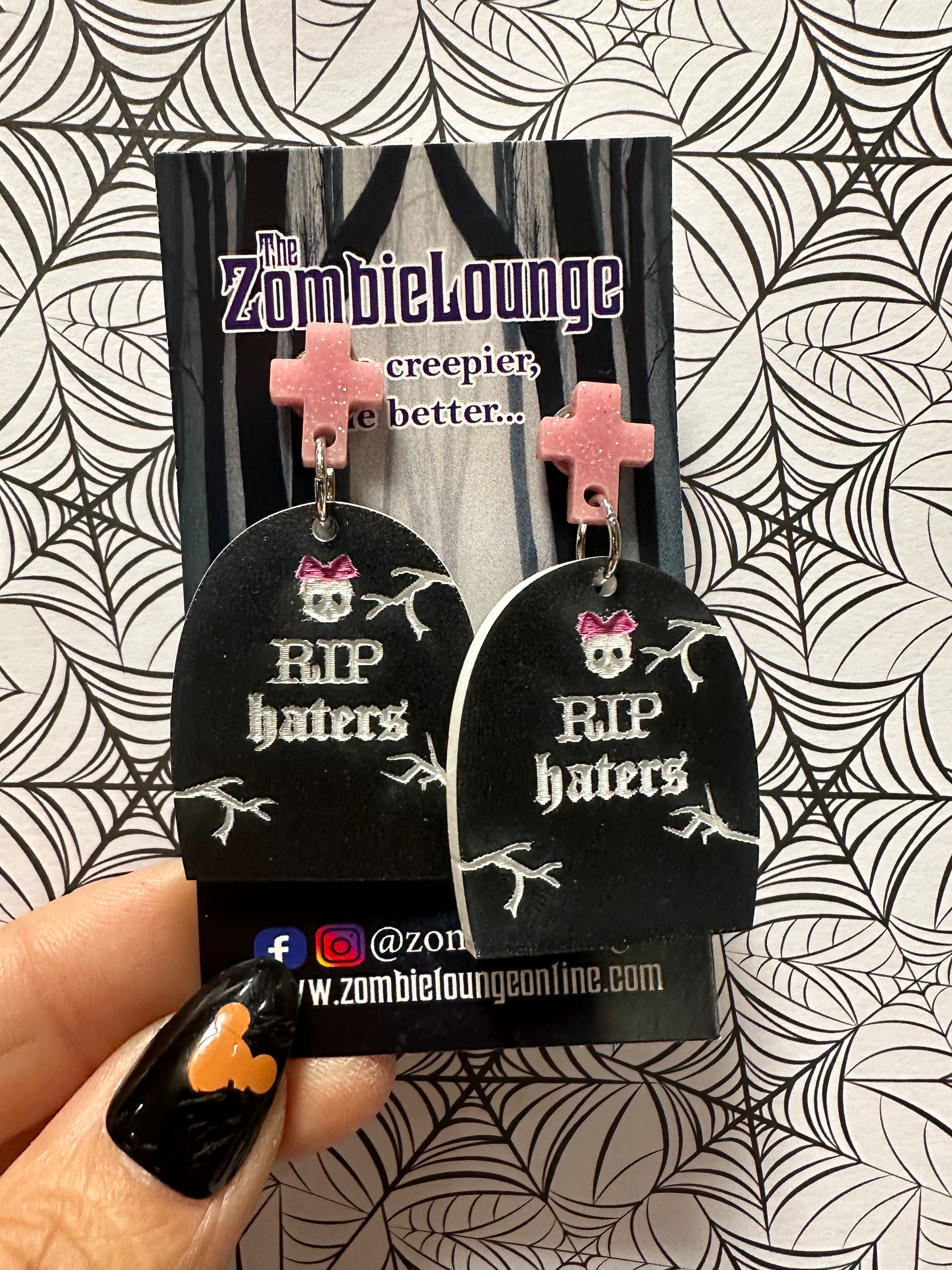 RIP Haters Earrings - Gothic Punk Statement Jewelry for Women | Trendy Skull Charm Dangle Earrings for Concerts, Parties & Alternative Fashion