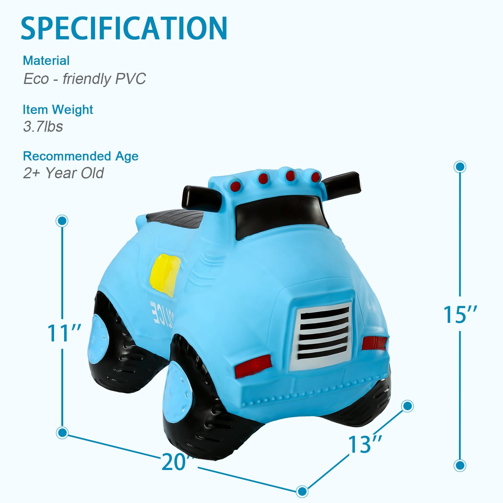 INPANY Inflatable Bouncy Ride-On Car Toy for Toddlers Age 2-4 | Boys Girls Birthday Gift | Outdoor Play & Indoor Educational Activity | Perfect for Backyard Fun, Birthday Parties & Preschool Playtime