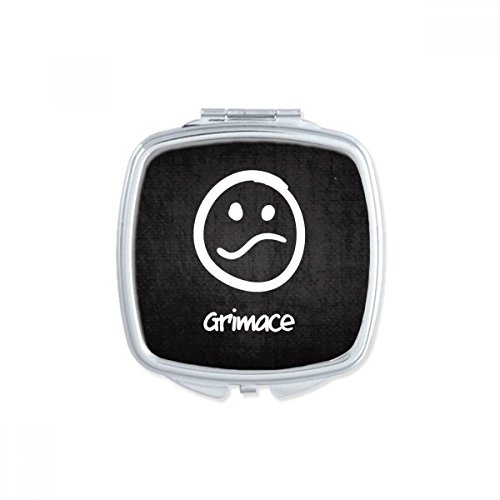 DIYthinker Grimane White Cute Chat Happy Pattern Square Mirror - Portable Compact Pocket Makeup Mirror with Double Sided Glass - Perfect for Travel, Home, and Office Use
