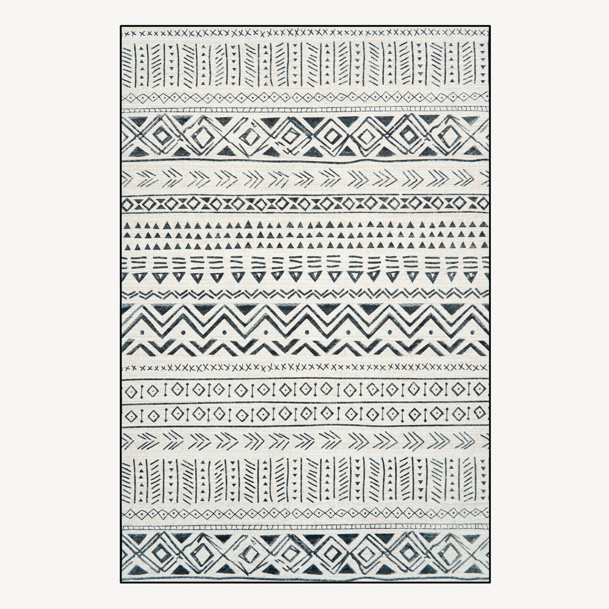Easy Clean Washable Rug - Modern Tribal Midnight Flow Design - Durable Spillproof & Pet Friendly Non-Slip Area Rug for Living Room, Bedroom & High Traffic Areas - Perfect for Homes with Pets & Kids