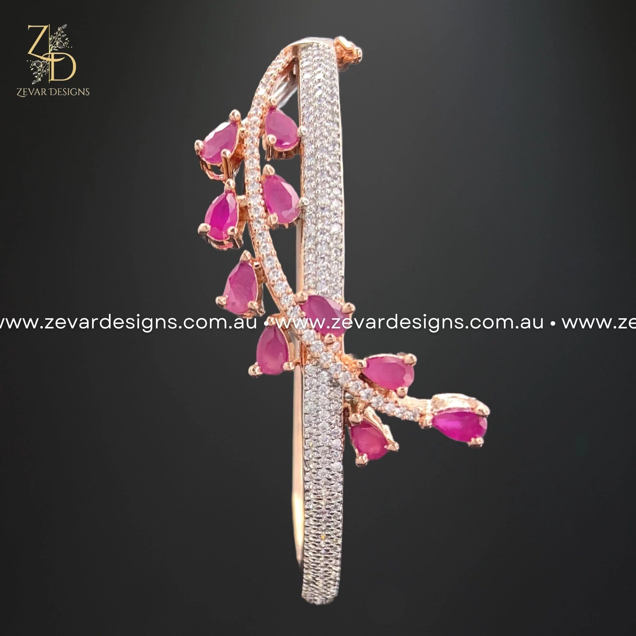 Rose Gold Zircon & Ruby Bracelet for Women - Elegant Jewelry Gift for Birthday, Anniversary & Special Occasions