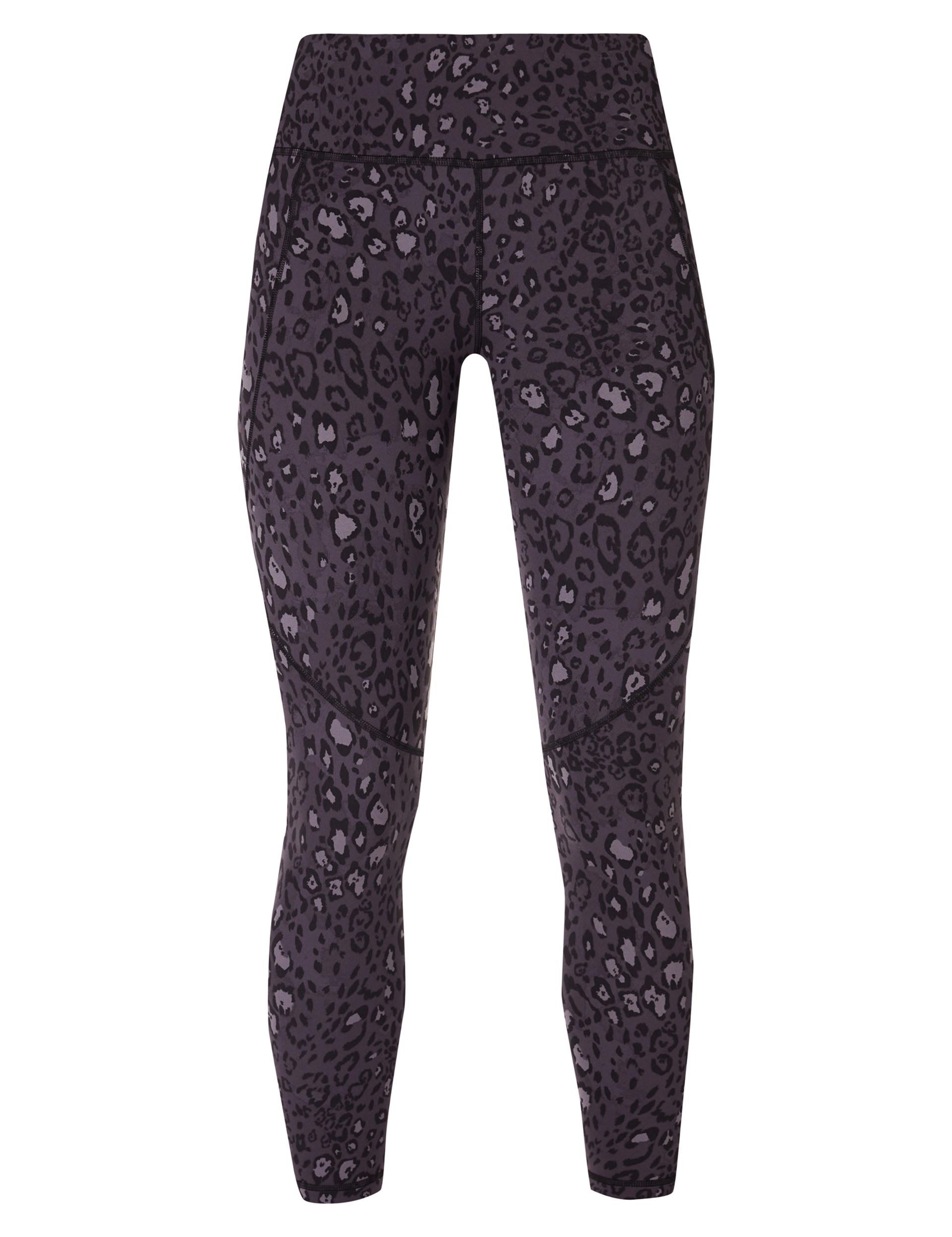 Power 7/8 Gym Leggings - Black Luxe Leopard Print High Waist Workout Tights for Women | Yoga, Running & Fitness Training