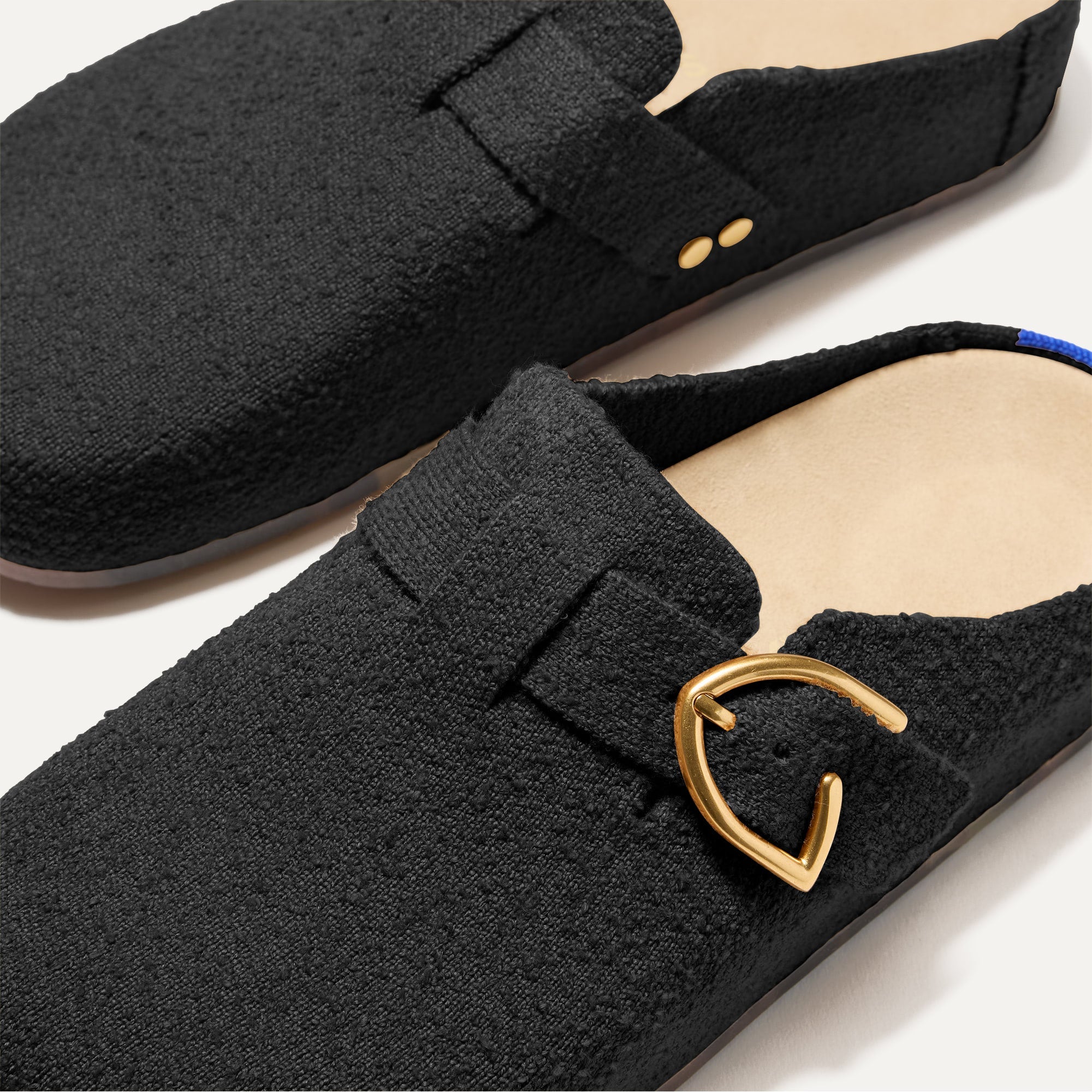 Soft Black Bouclé Buckle Clog - Comfortable Slip-On Shoes for Women | Perfect for Casual Wear, Home & Office