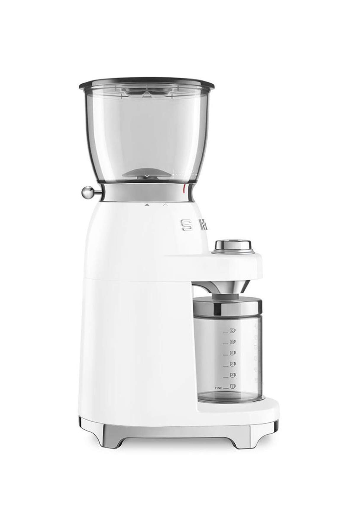 SMEG White Electric Coffee Grinder for Fresh Ground Beans - 11+ Cup Capacity - Perfect for Home, Office & Espresso Brewing