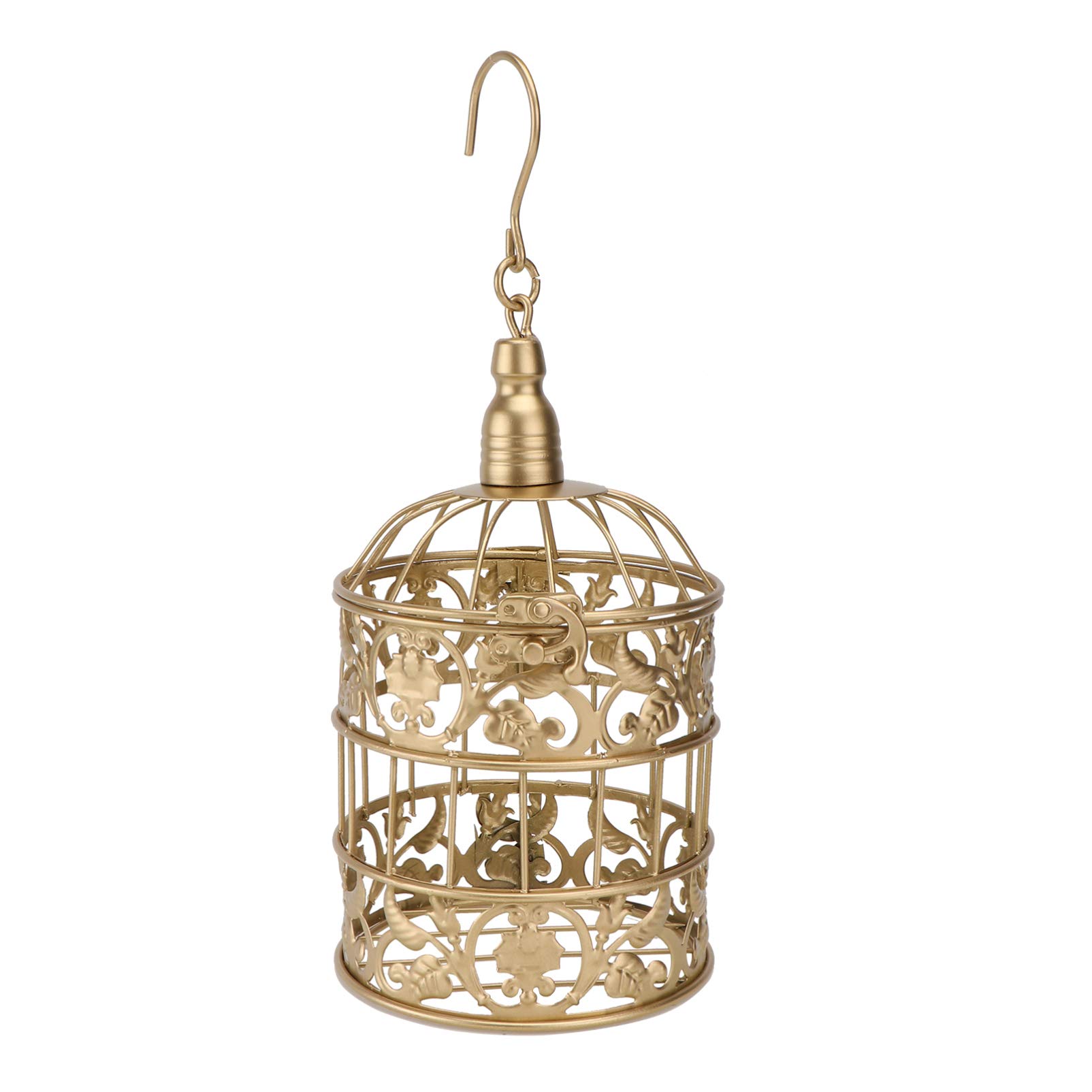 Vintage Golden Bird Cage Candle Holder - European Style Decorative Hanging Lantern with Hook for Home, Wedding, Party Centerpiece | Perfect for Romantic Dinner, Garden Decor & Boho Home Decor