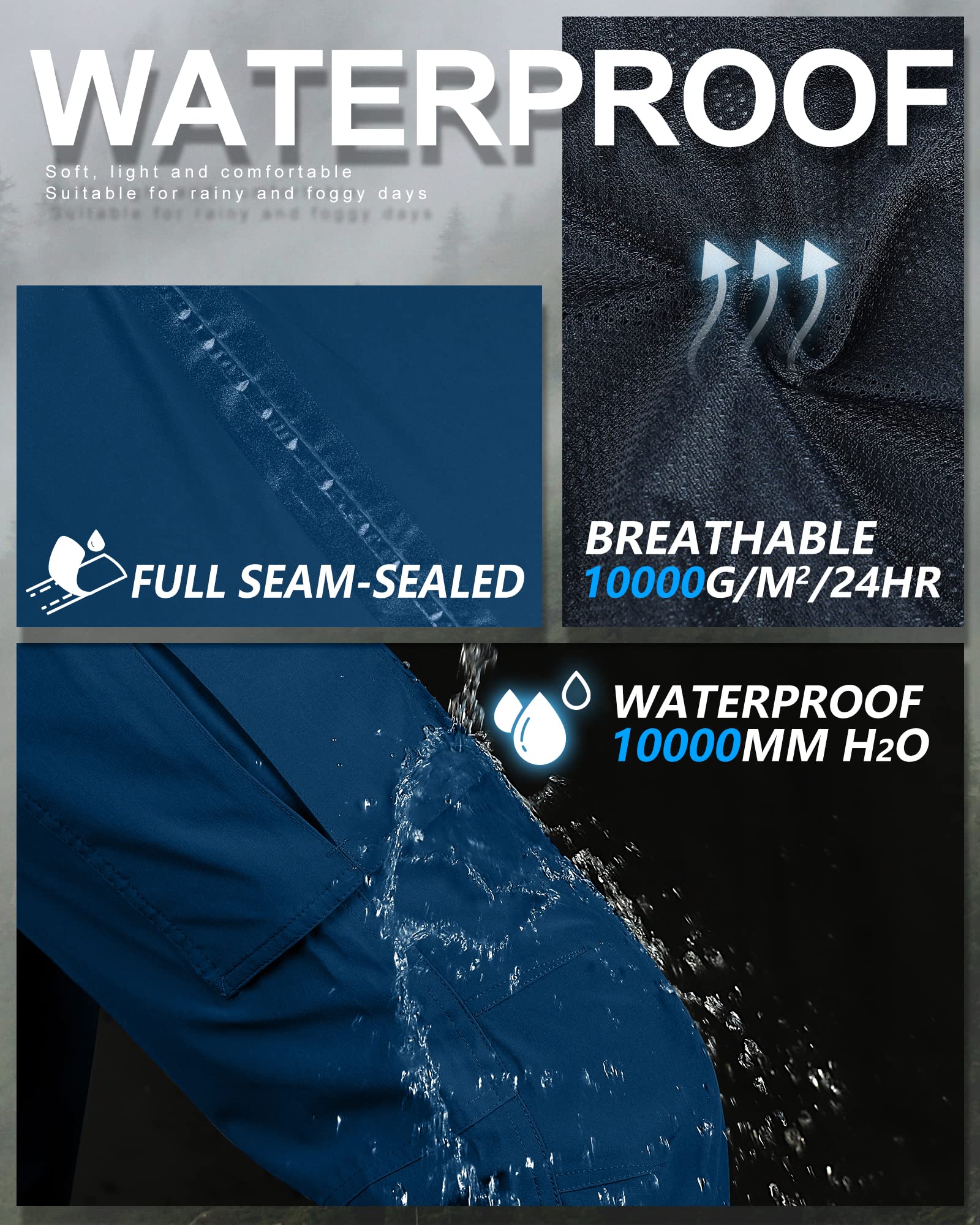 **Women's Waterproof Rain Pants - 33,000ft Lightweight & Breathable Hiking Overalls for Outdoor Activities, Camping & Travel**