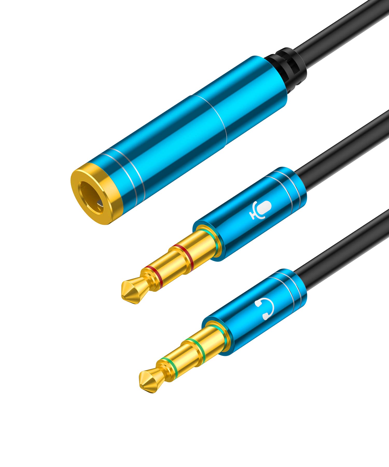 3.5mm Headphone & Microphone Splitter Cable - Female to Dual Male Y Adapter for PC, Laptop, Gaming - Compatible with Headsets, Earphones, Skype, Zoom Calls (Perfect for Online Meetings, Gaming & Music Streaming)
