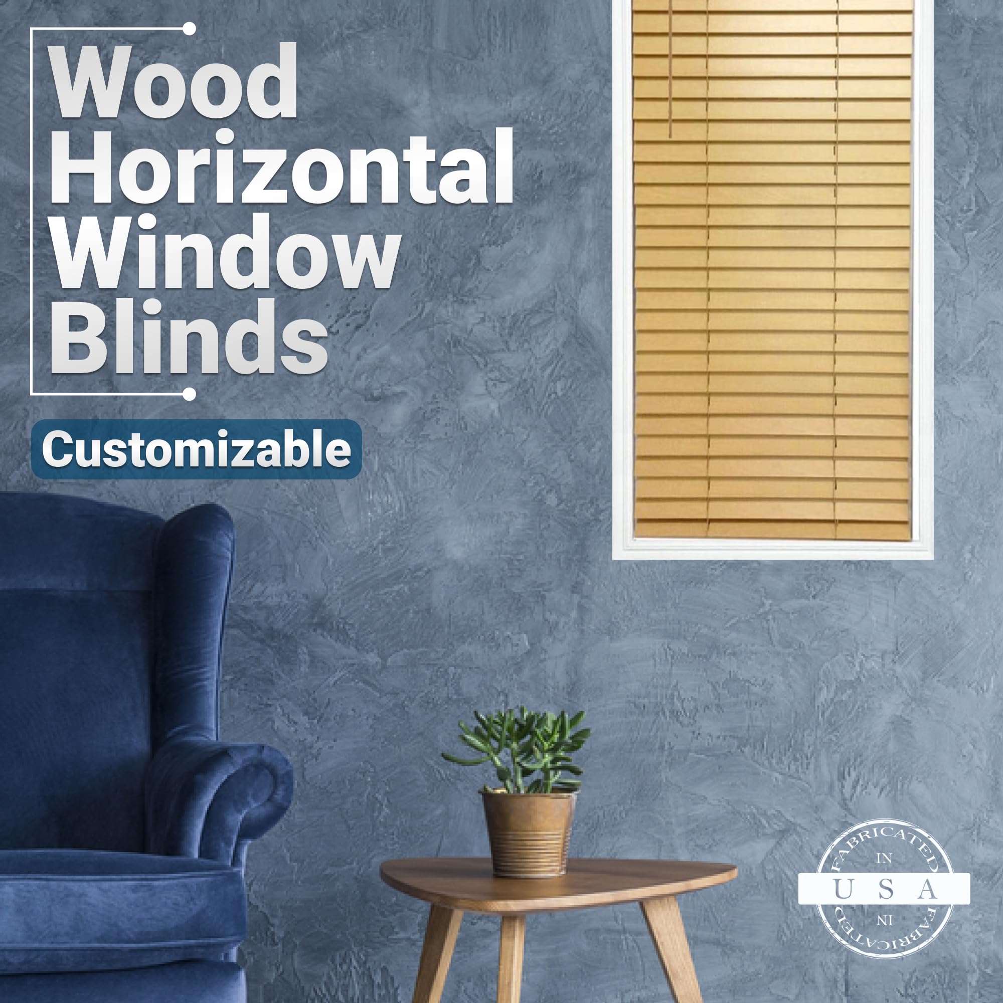 TailorView 2 Inch Cordless Wood Blinds - Customizable Horizontal Window Shades, Natural Pine Finish, Inside or Outside Mount - Perfect for Living Room, Bedroom & Home Office