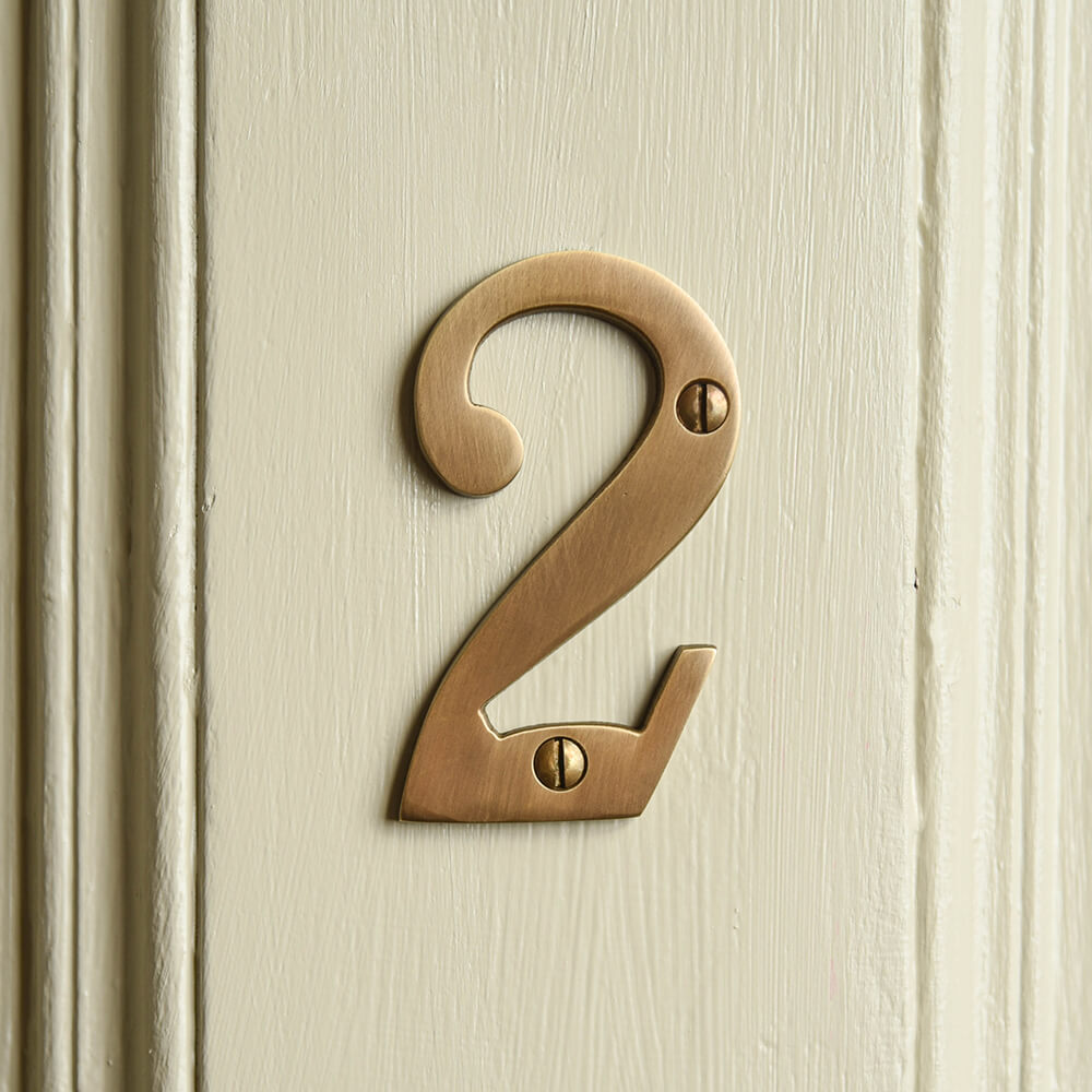3 Inch Light Antique Brass House Numbers - Durable Outdoor Address Plaque for Mailbox, Front Door & Porch Decoration