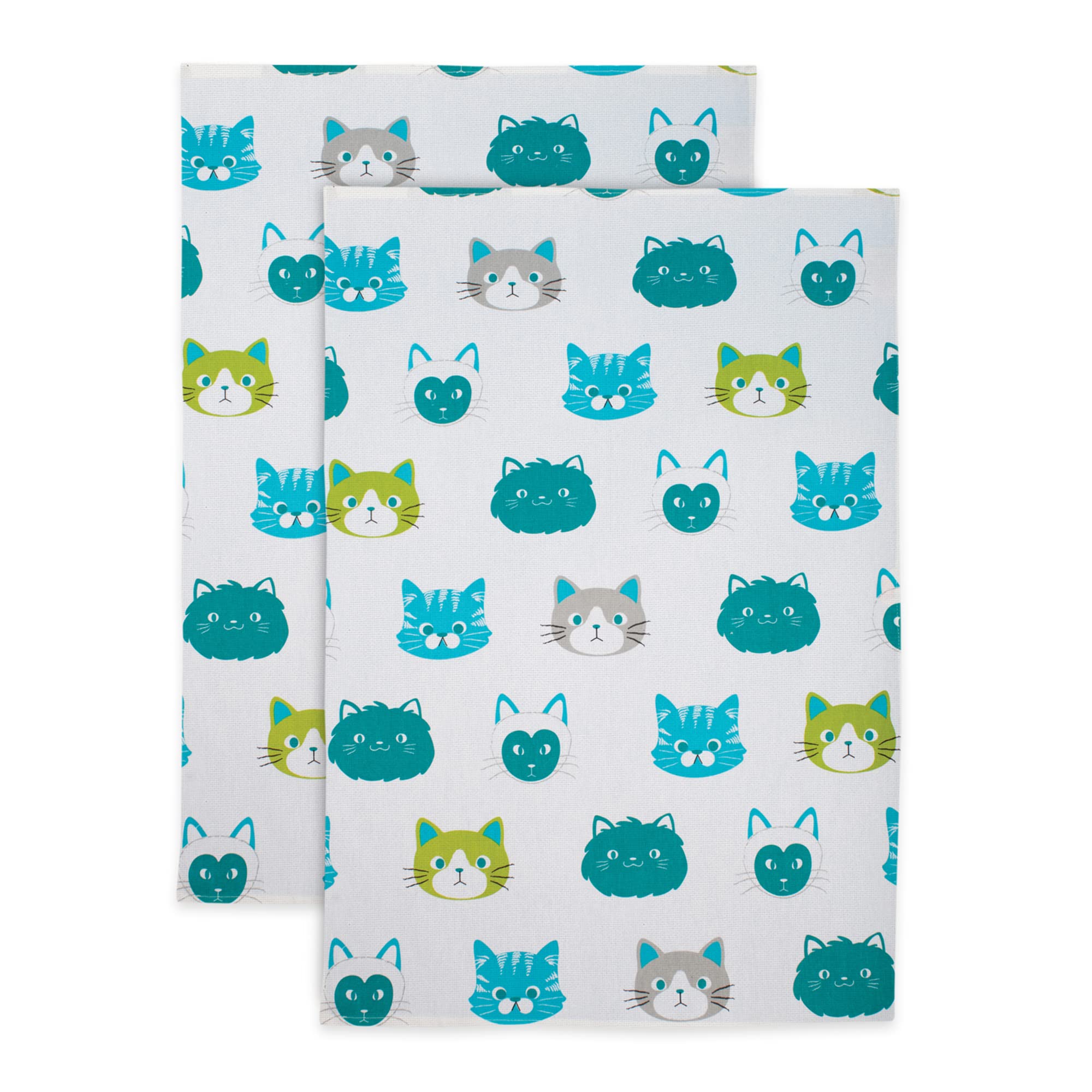 MÜkitchen Designer Print Cotton Tea Towel Set of 2 | Colorful, Machine Washable & Reusable Kitchen Towels for Cleaning and Drying Dishes | Perfect for Everyday Use, Gifts, and Cat Lovers