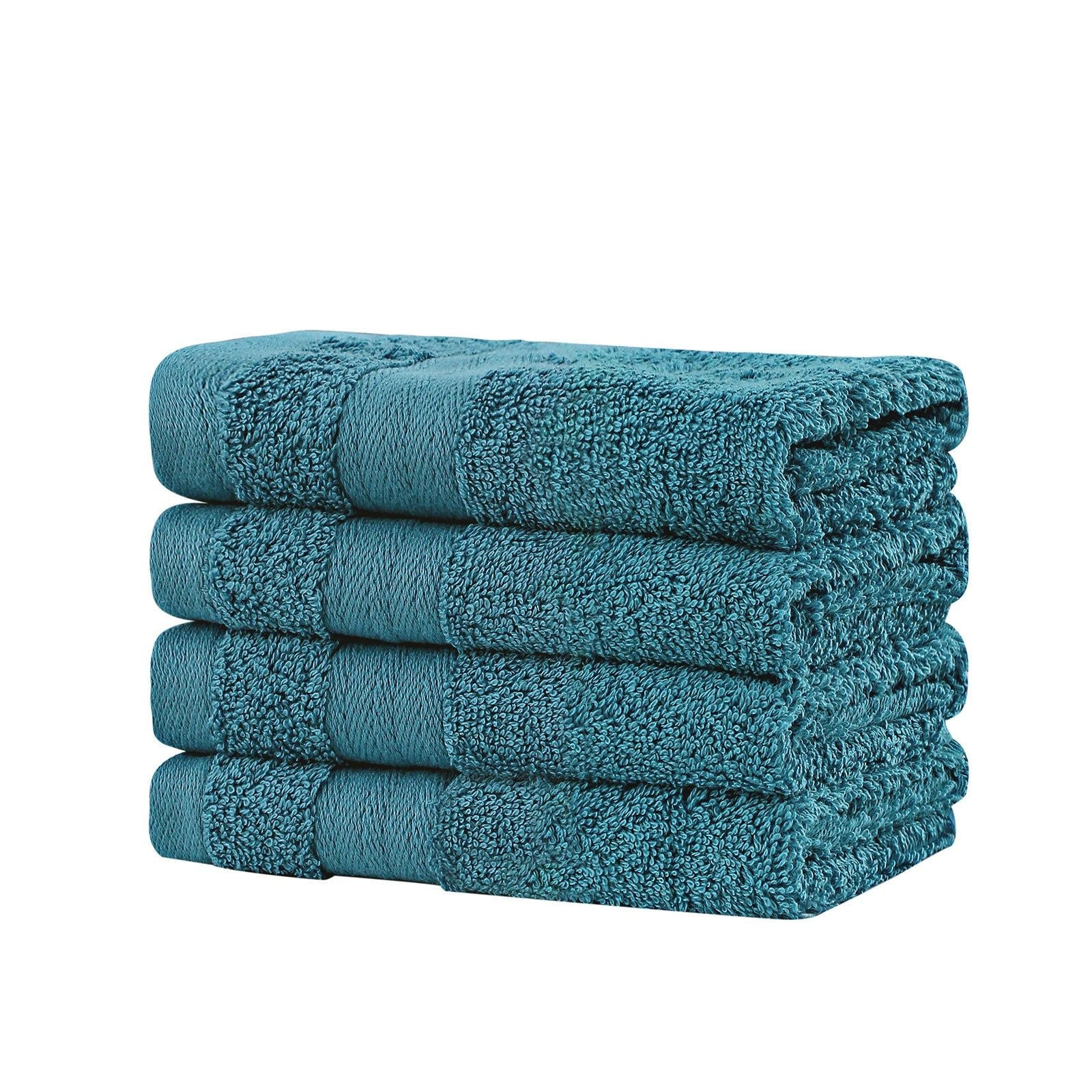 Premium 4-Piece Cotton Bath Towel Set with Washcloths - Soft & Absorbent, Blue - Perfect for Spa, Bathroom & Beach Use