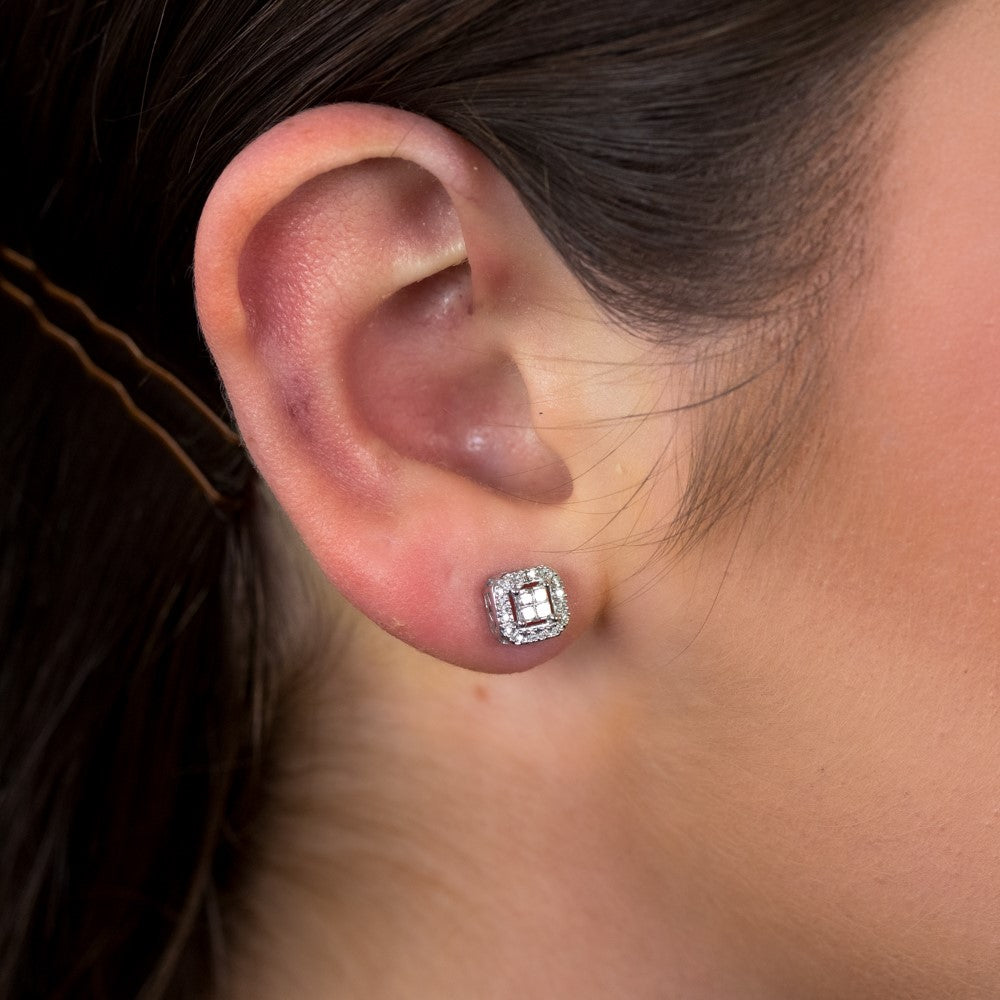 1/4 Carat Diamond Stud Earrings in 10K White Gold - Elegant Everyday Jewelry for Women, Perfect for Work, Parties & Special Occasions