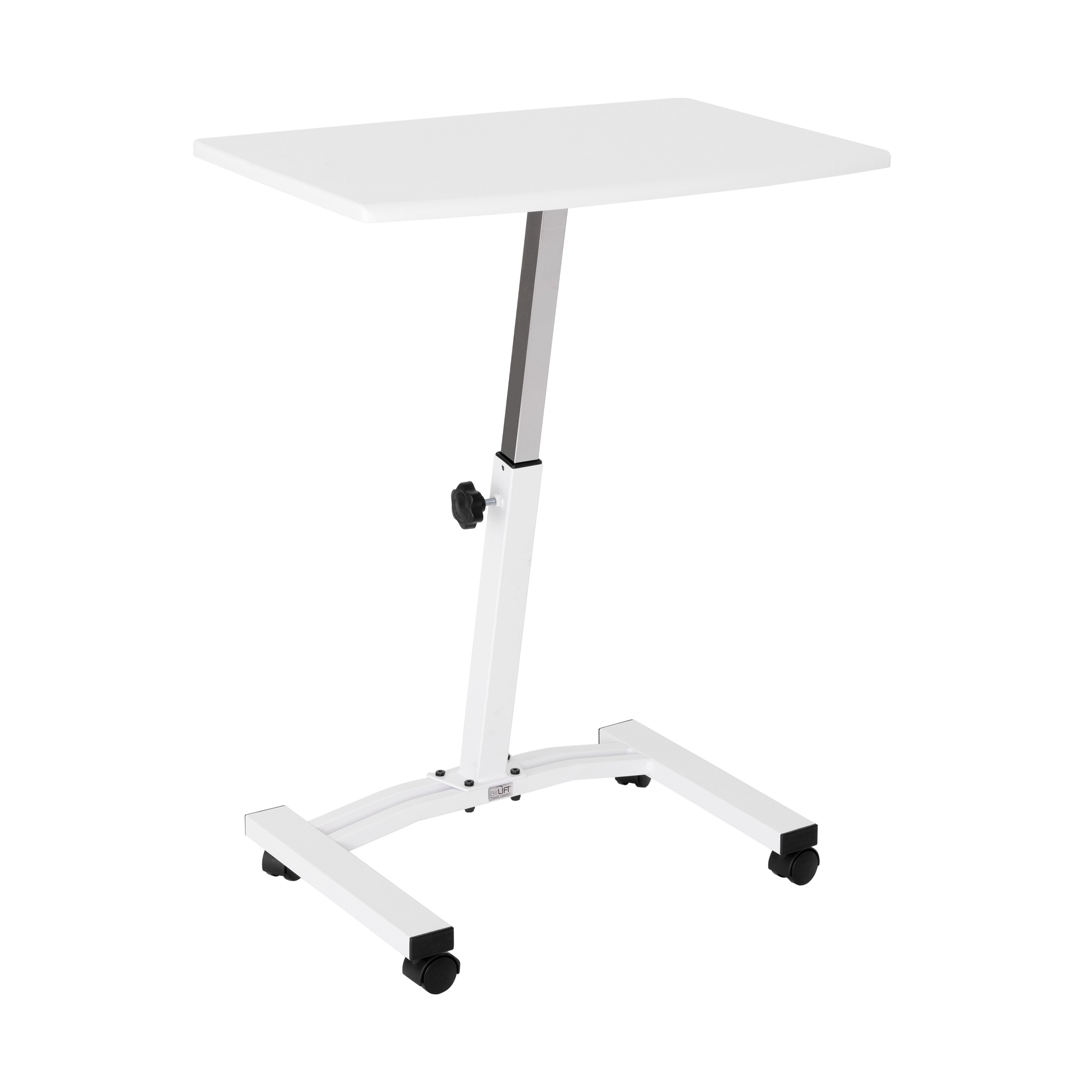 AirLIFT® Mobile Laptop Standing Desk Cart - Adjustable Height Rolling Workstation with Wheels for Office, Home & Classroom Use - White