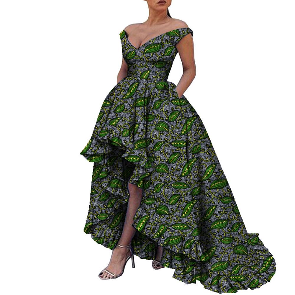 African Print Dashiki Dresses for Women - Plus Size Party Robe & Elegant Dinner Dress for Special Occasions, Weddings & Cultural Events