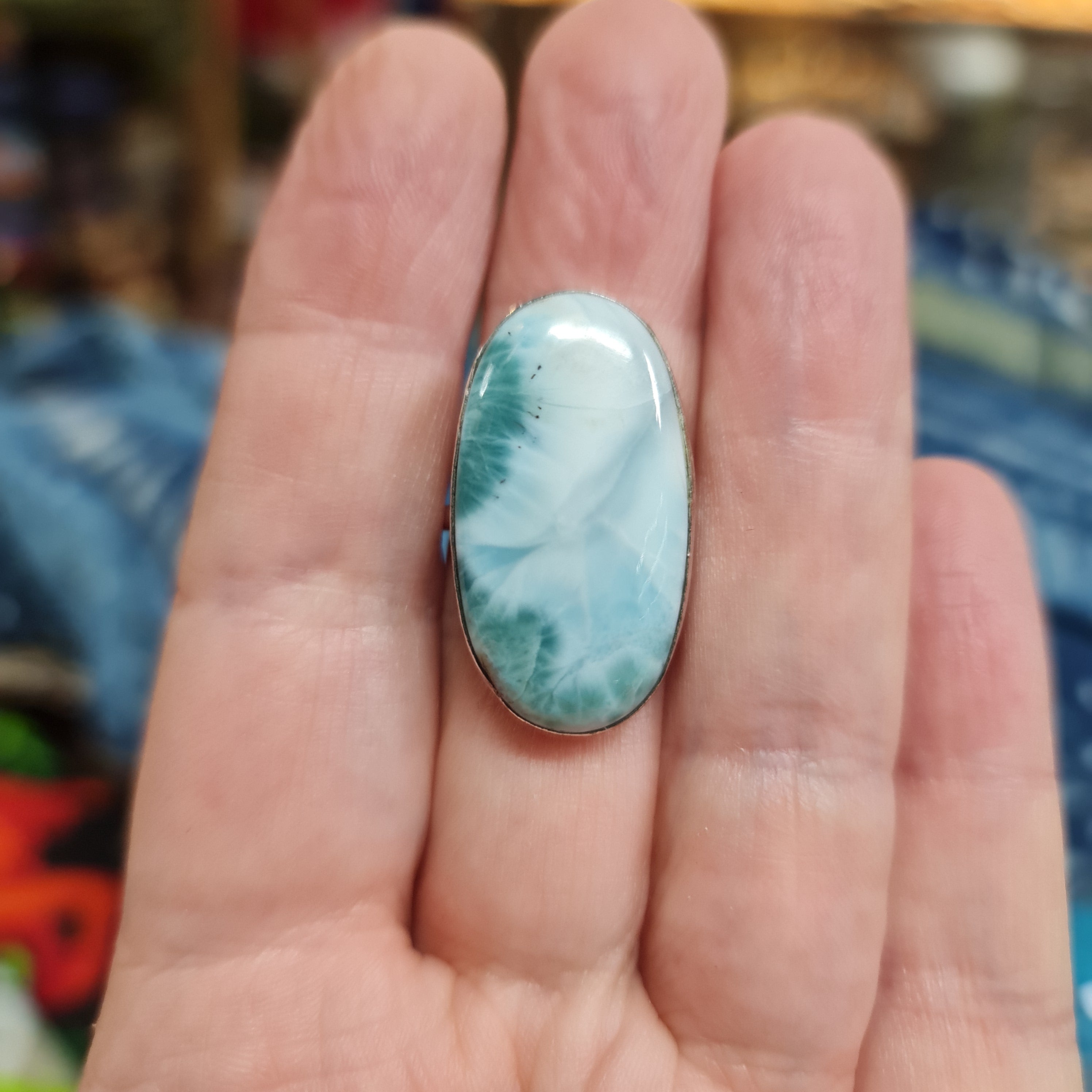 Larimar Sterling Silver Rings for Women - Size 7 & 9 - Handmade Dominican Blue Stone Jewelry - Perfect for Beach Vacation, Gift Giving & Everyday Wear