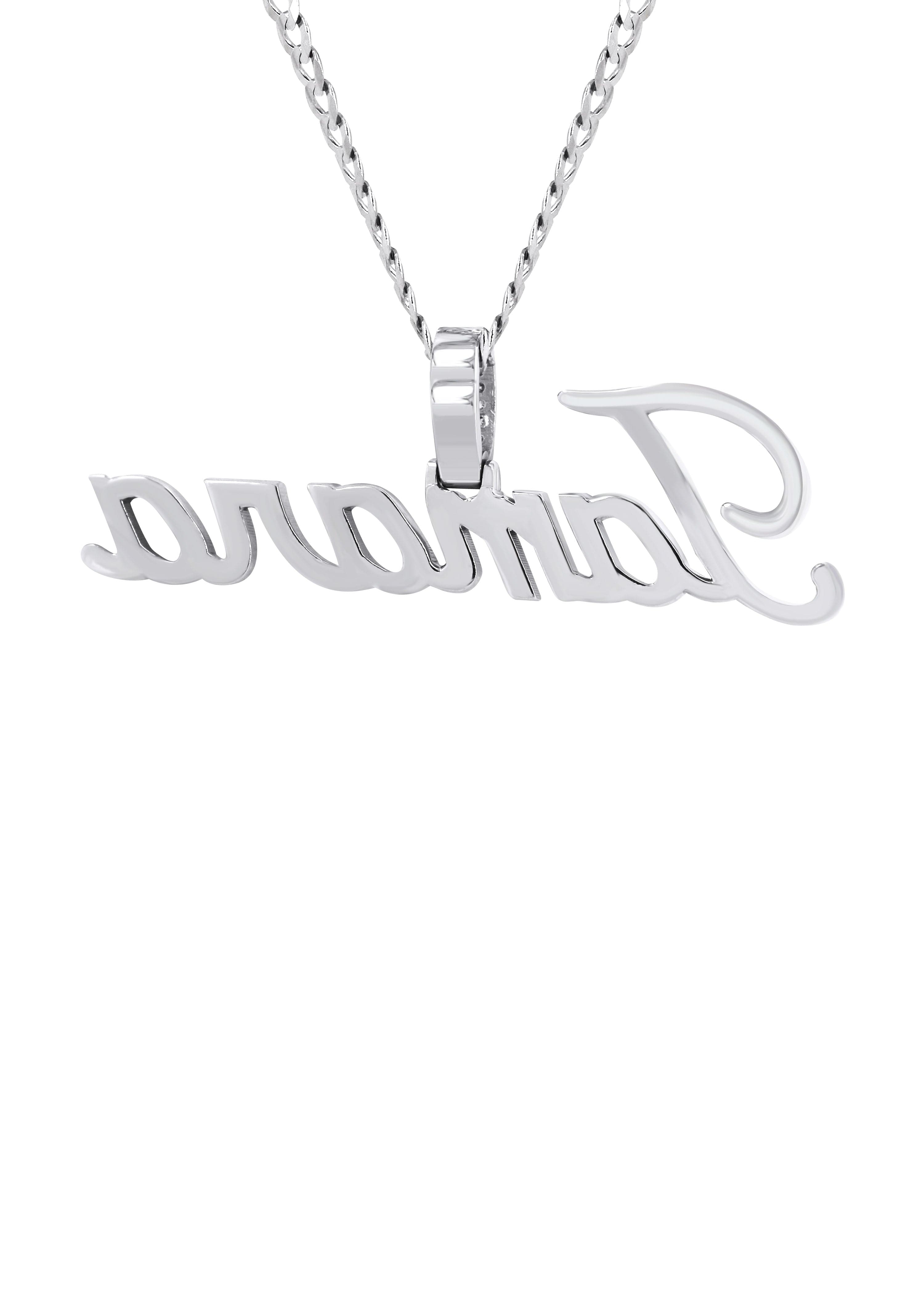 14K White Gold Diamond Name Plate Necklace - Personalized Custom Name Jewelry for Women | Perfect for Birthdays, Anniversaries & Special Gifts