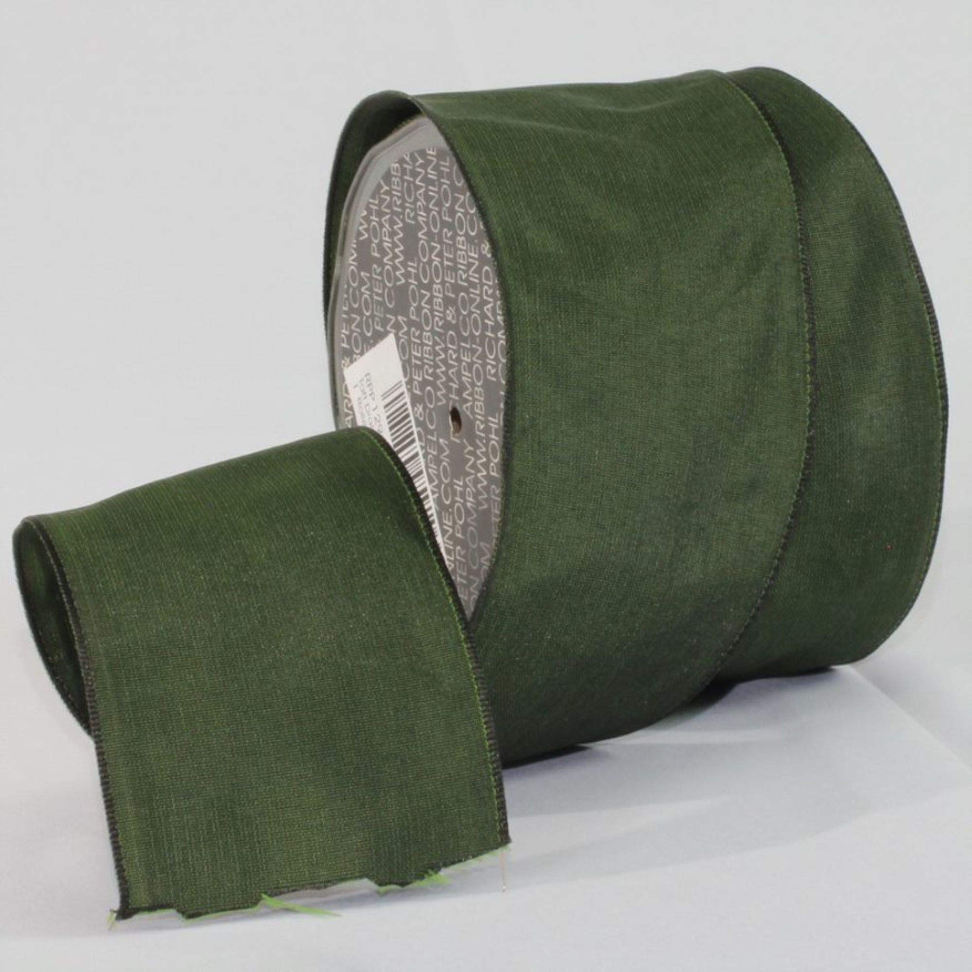 Premium Forest Green & Black French Taffeta Wired Craft Ribbon - 2.5
