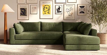 Modern Marcel Right Facing Corner Sectional Sofa - L-Shaped Couch with Chaise Lounge for Living Room, Family Room & Home Theater - Comfortable Fabric Upholstery