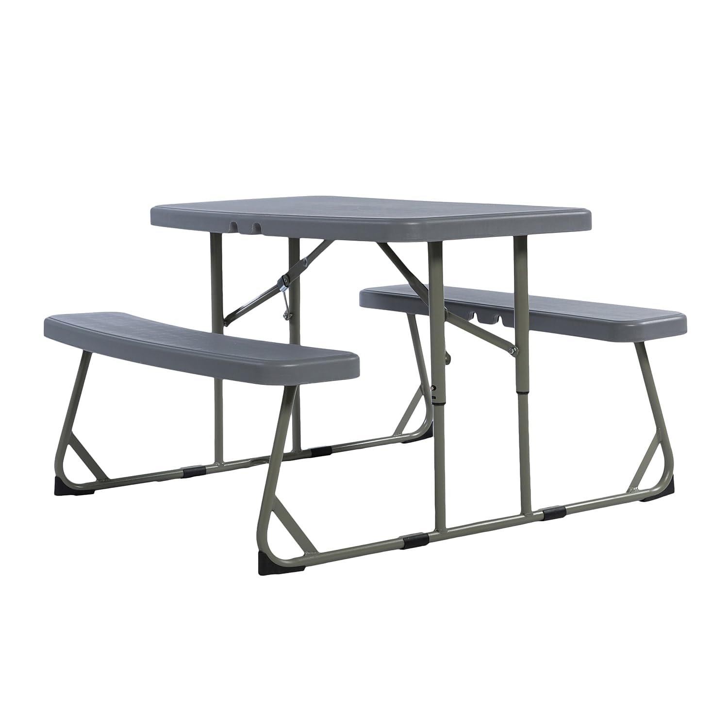Flash Furniture Easy Folding Plastic Kids Outdoor Picnic Table and Benches Set - Commercial Grade Durable for Ages 2-5 - Grey 1-Piece Set - Perfect for Backyards, Daycares & Outdoor Play Areas